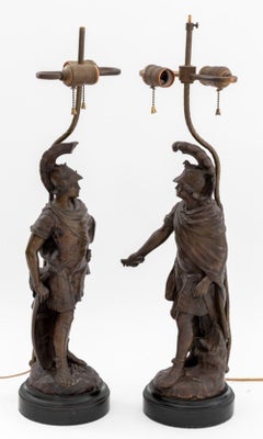 Edouard Drouot Bronze montiert Lampen, Paar