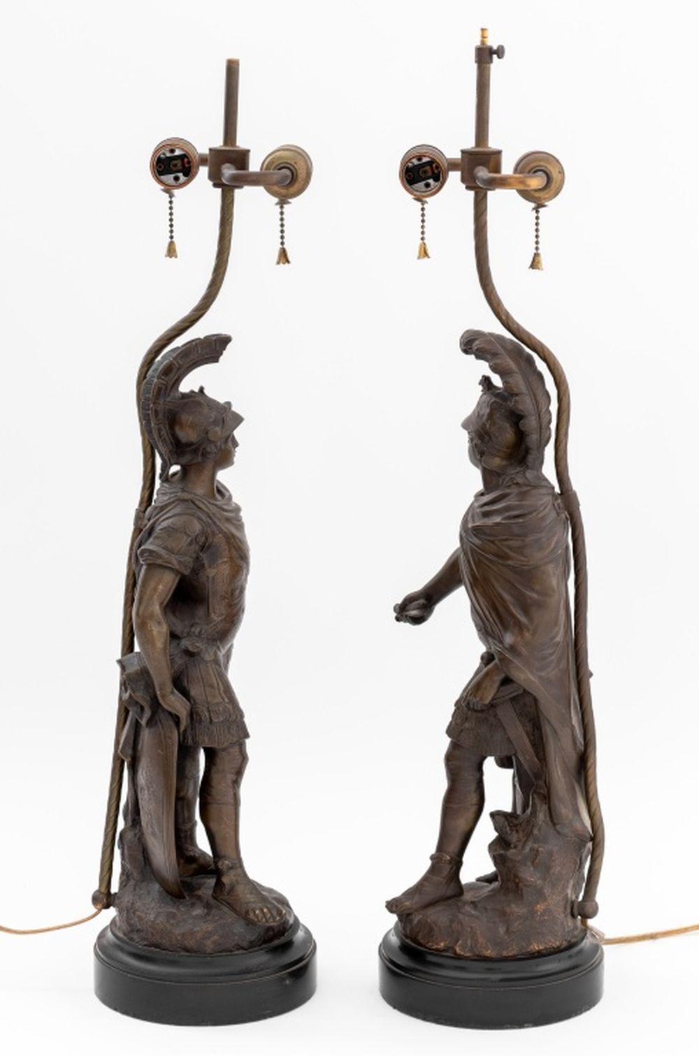 Neoclassical Edouard Drouot Bronze Mounted Lamps, Pair For Sale