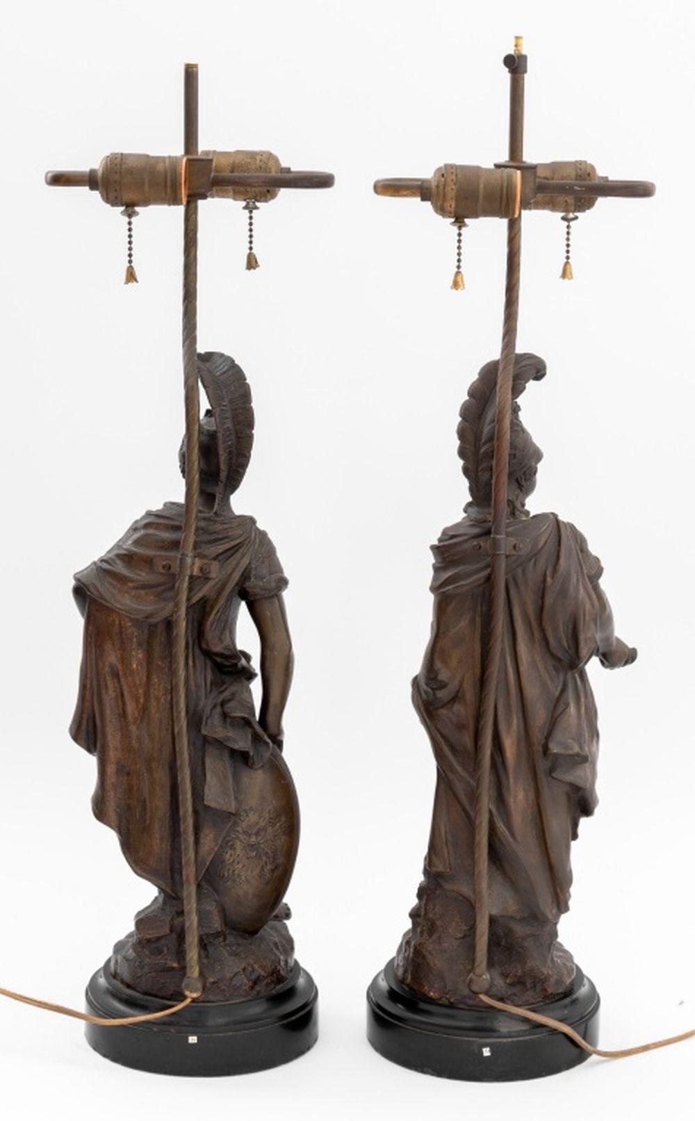 French Edouard Drouot Bronze Mounted Lamps, Pair For Sale