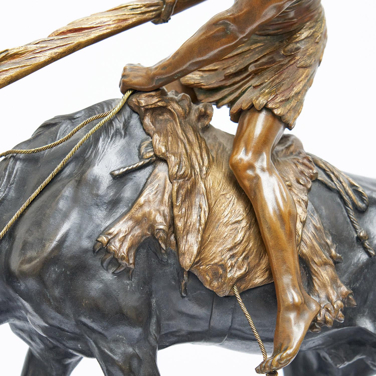 Édouard Drouot 'Native American on Horseback' Early 20th Century Bronze 6