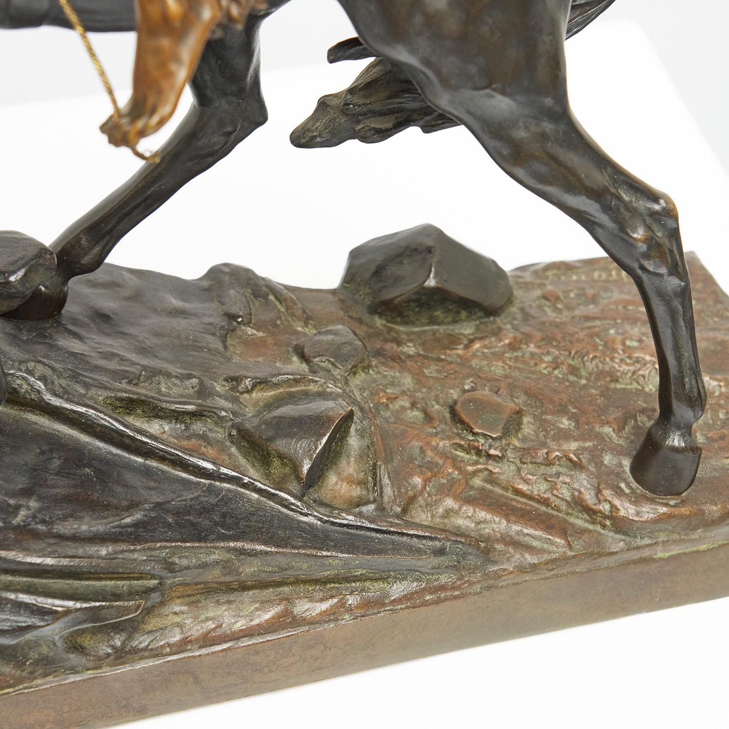 Édouard Drouot 'Native American on Horseback' Early 20th Century Bronze 9
