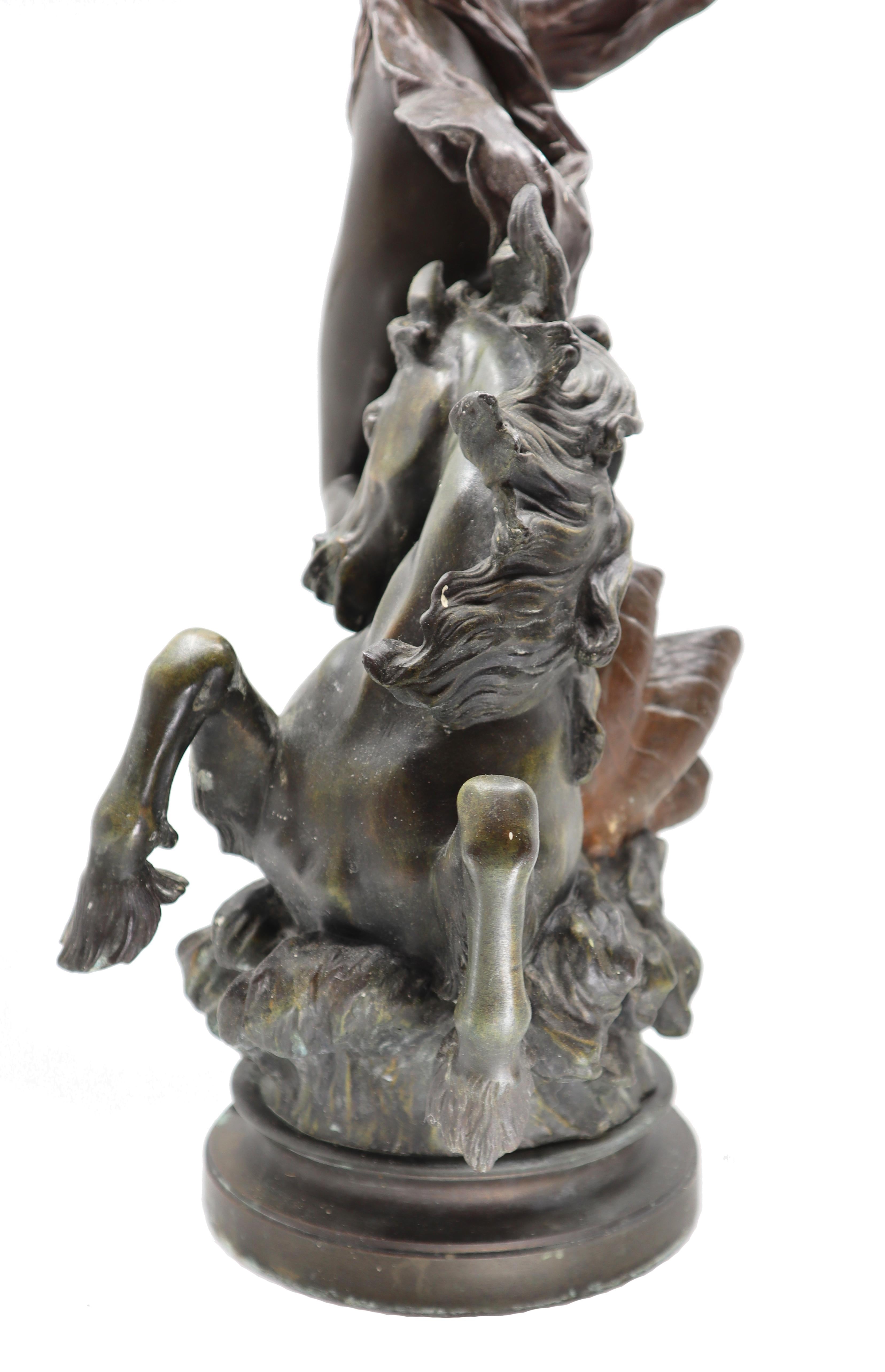 Bronze woman and horse in movement, Édouard Drouot,  19th century, French 9