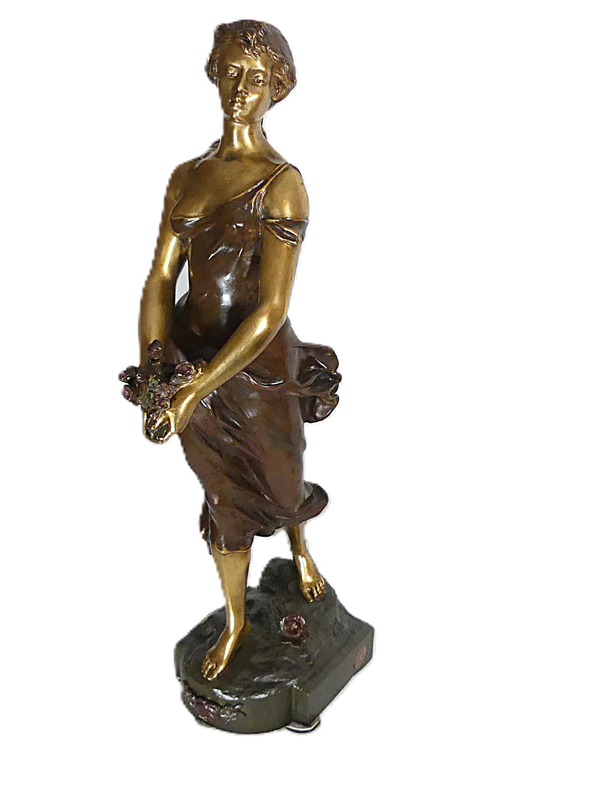 Statuetta femme in bronzo art nouveau Edouard Drouot 