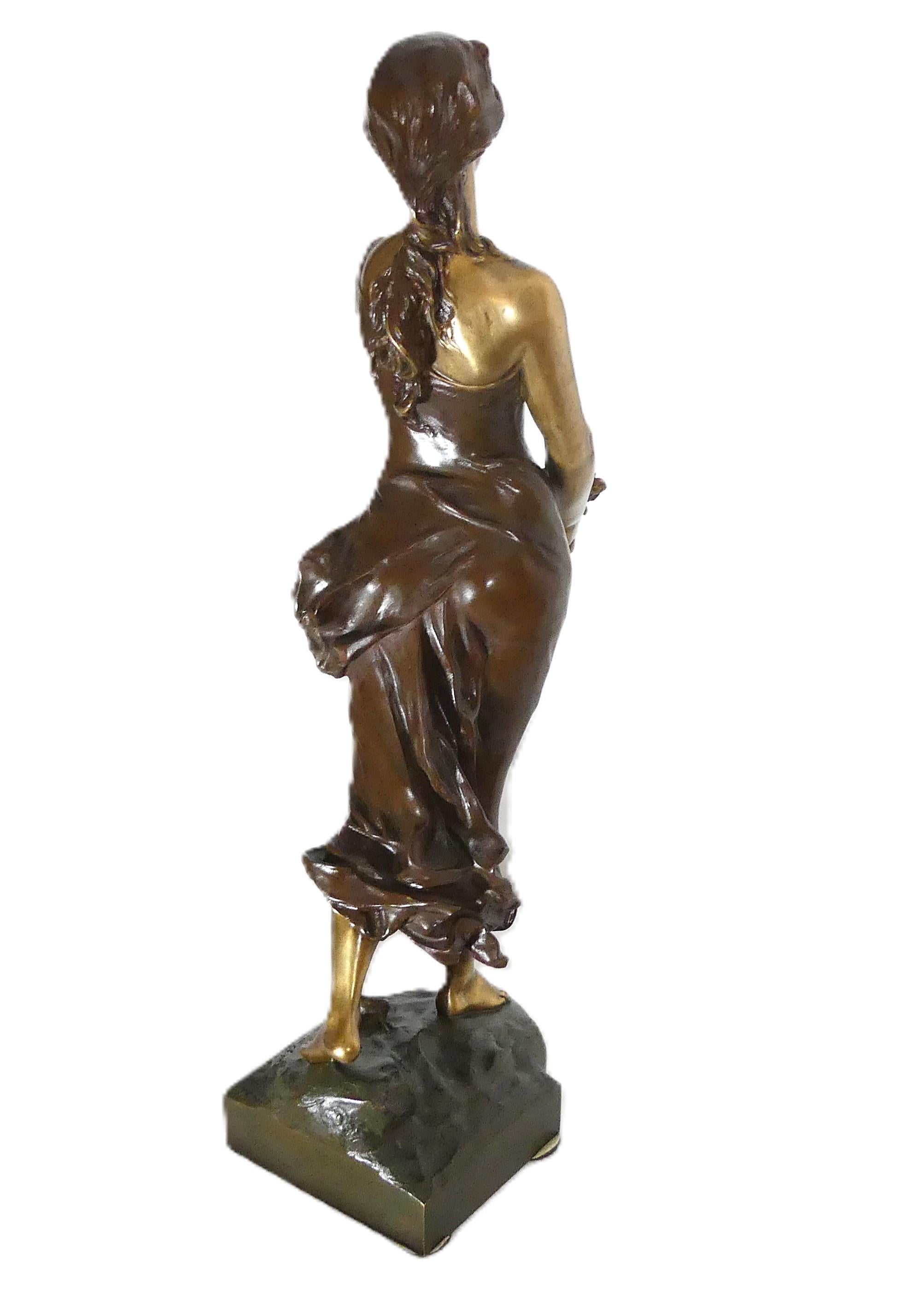 Statuetta femme in bronzo art nouveau Edouard Drouot 