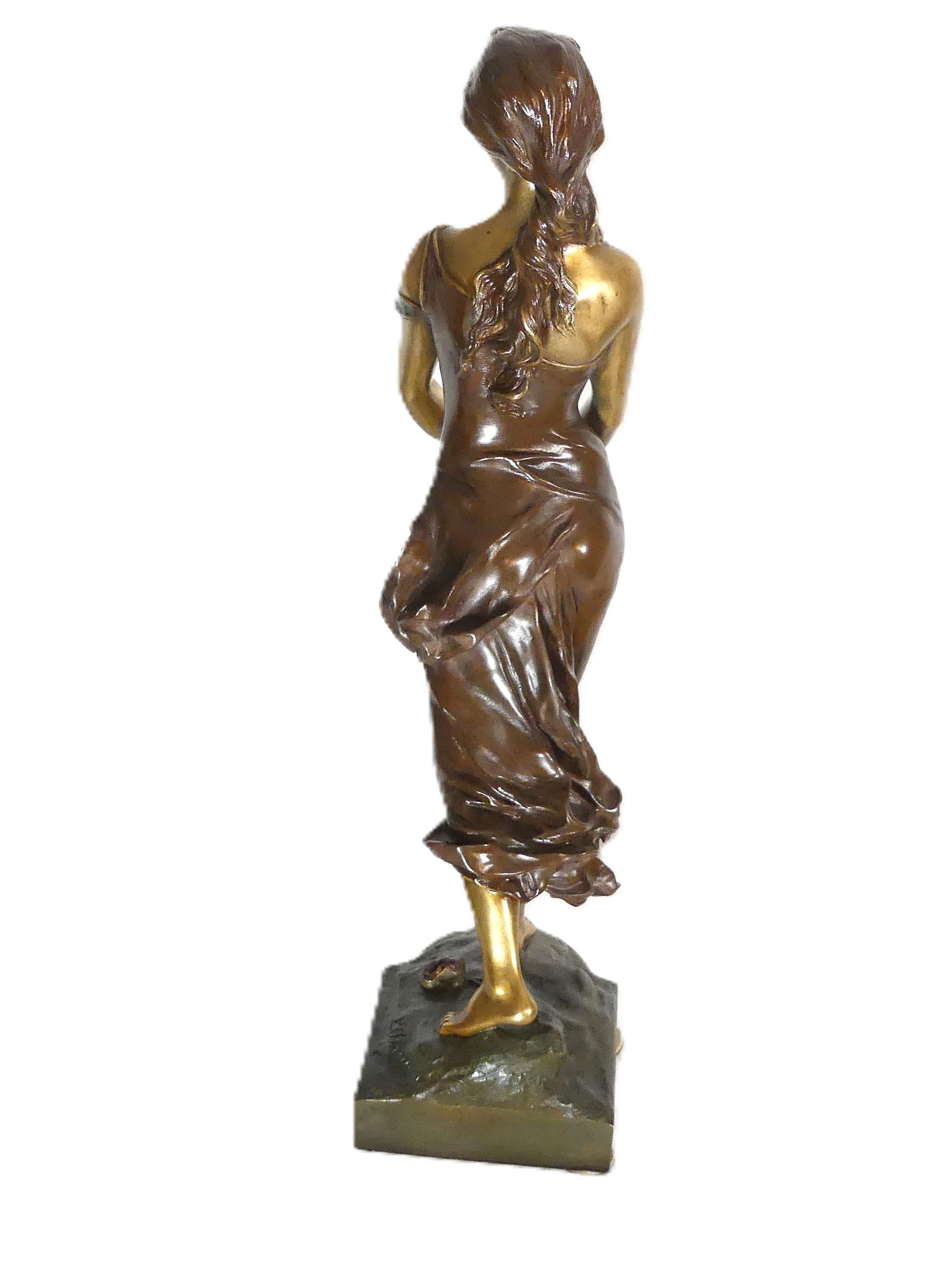 Statuetta femme in bronzo art nouveau Edouard Drouot 