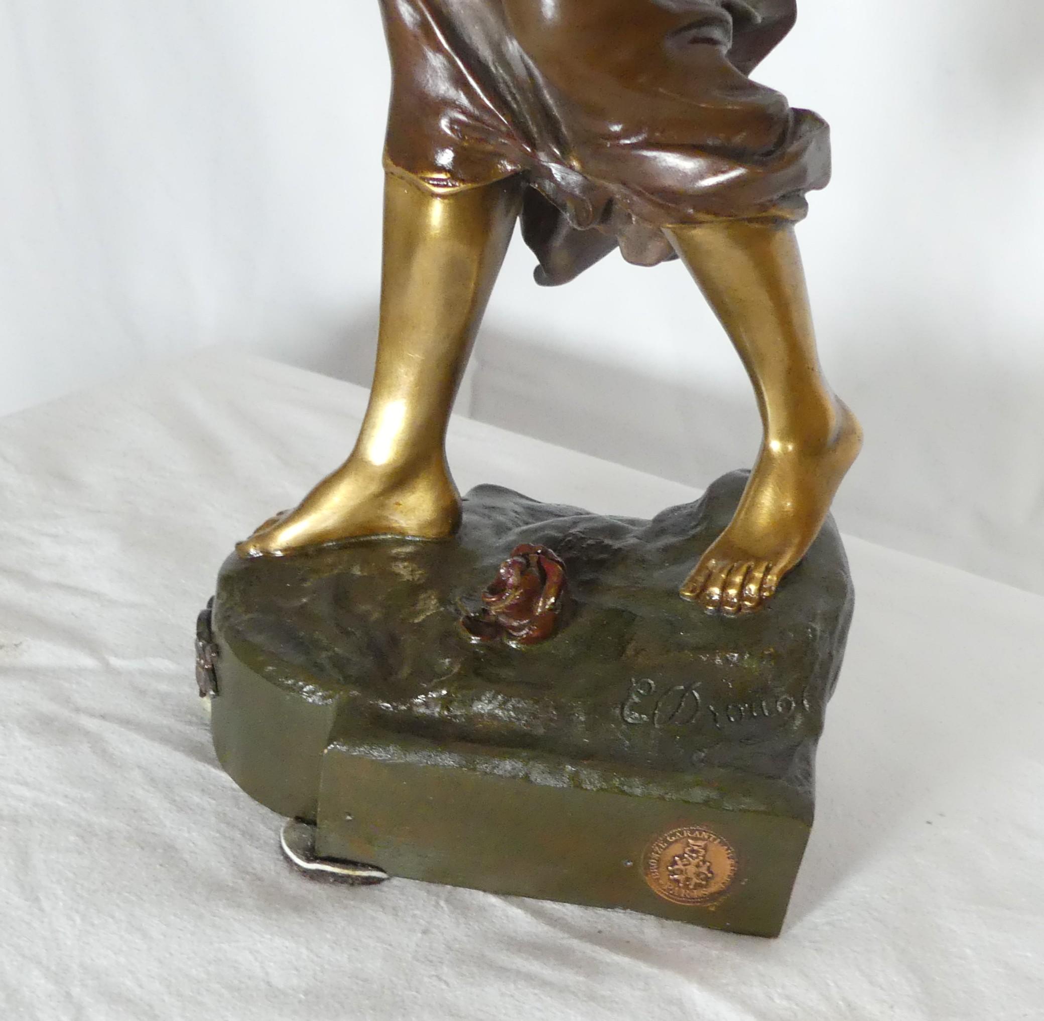 Statuetta femme in bronzo art nouveau Edouard Drouot 