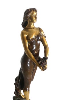 Statuette femme bronze art nouveau Edouard Drouot "Souvenir" sculpture