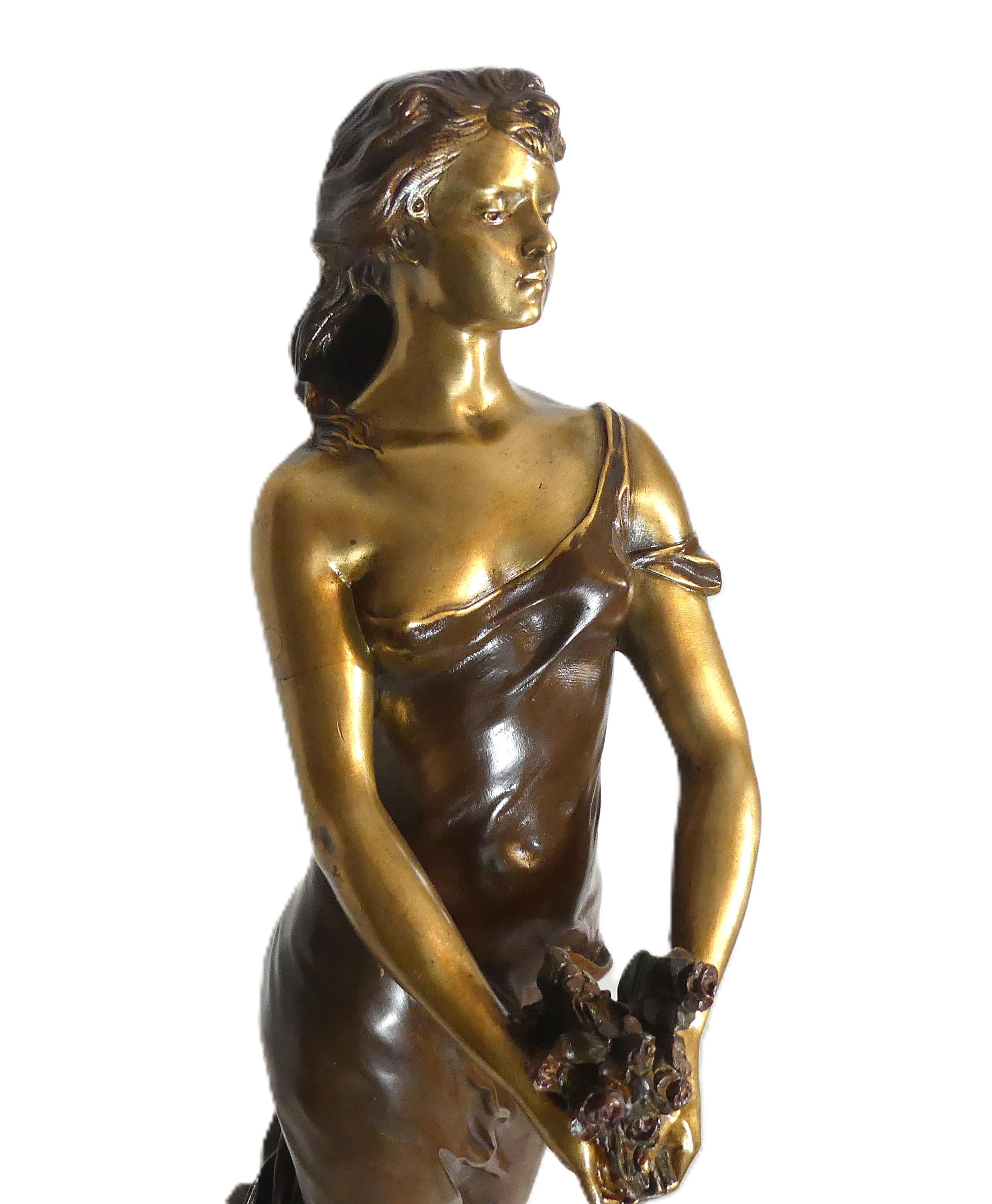 Statuetta femme in bronzo art nouveau Edouard Drouot 
