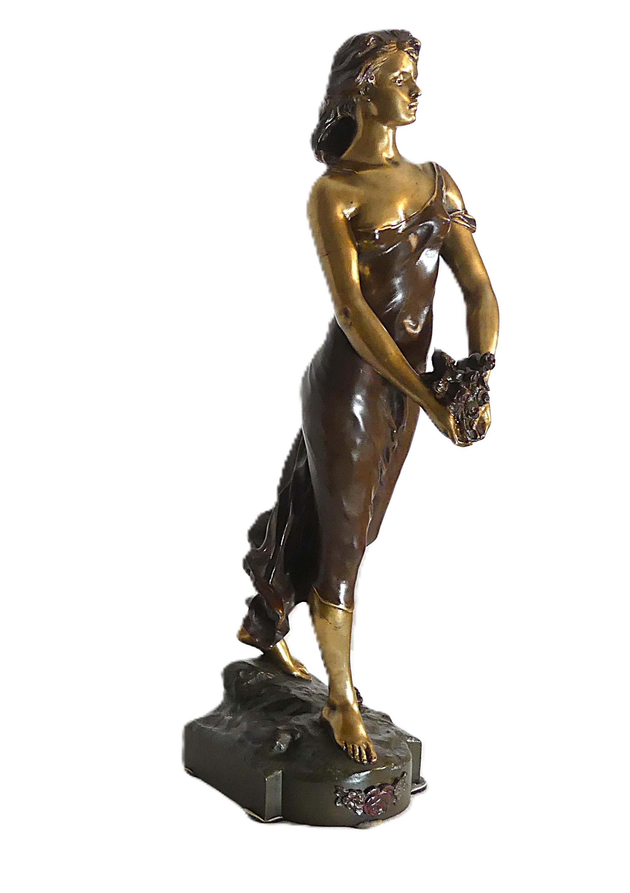 Statuetta femme in bronzo art nouveau Edouard Drouot 