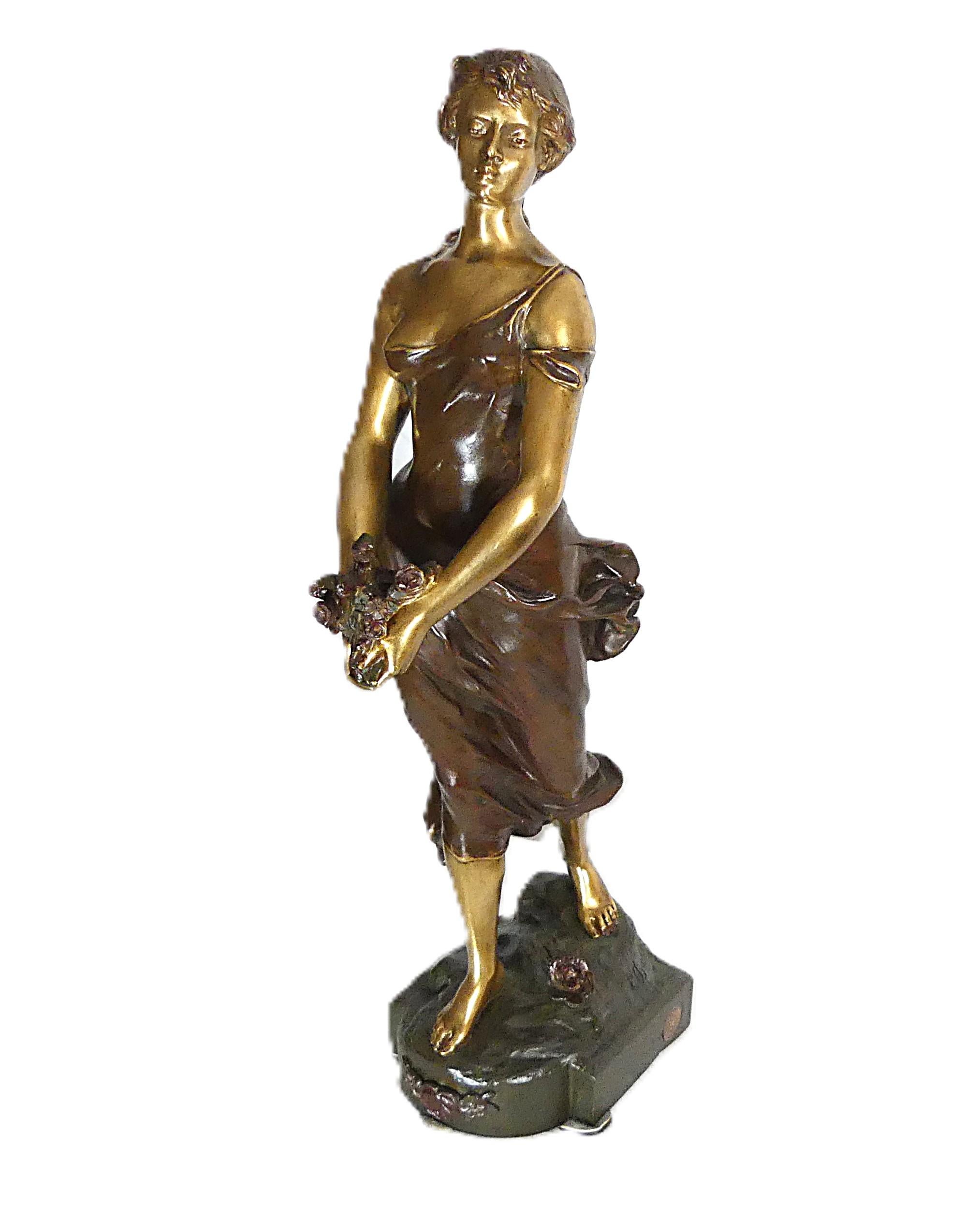 Statuetta femme in bronzo art nouveau Edouard Drouot 