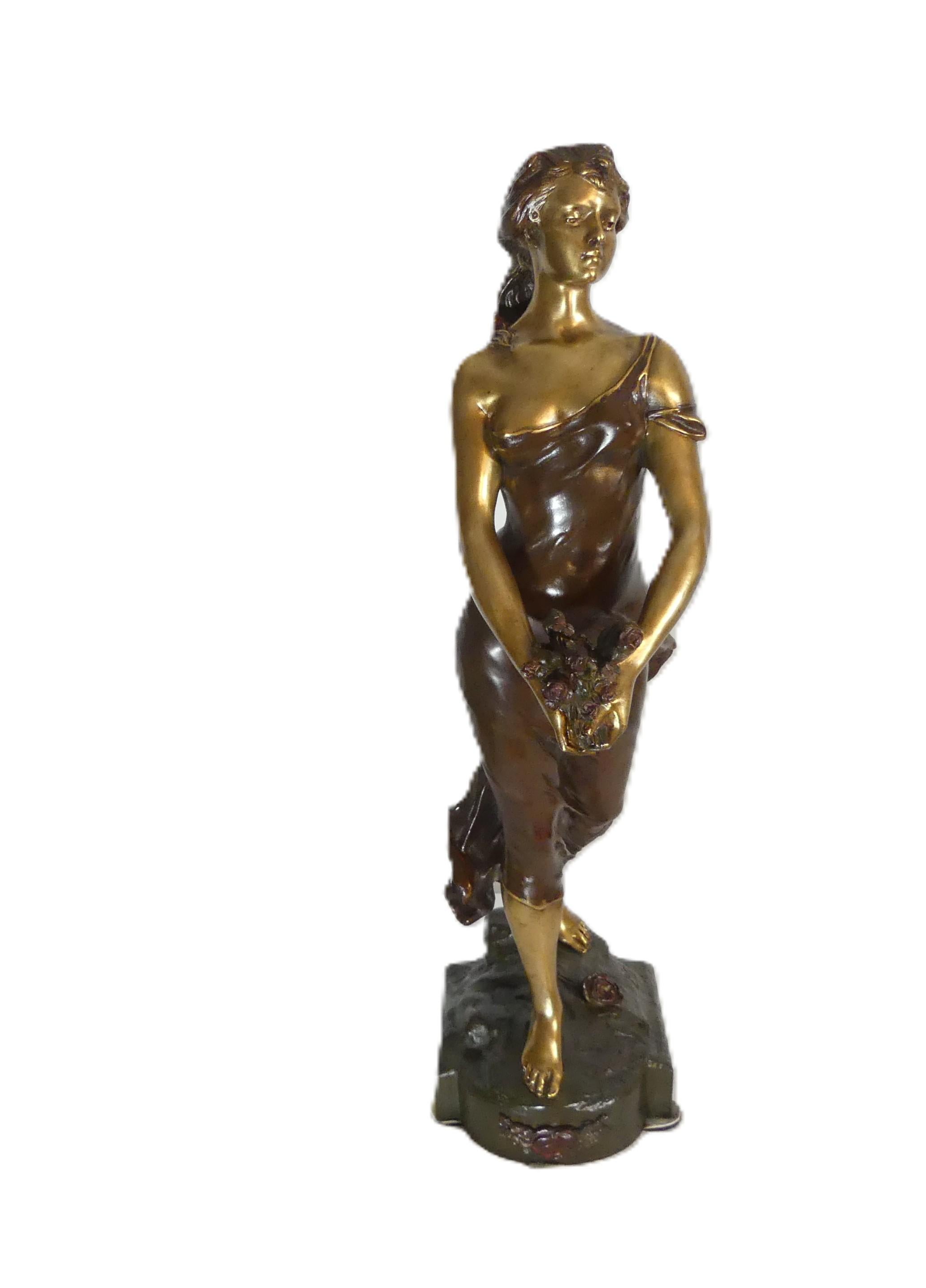 Statuetta femme in bronzo art nouveau Edouard Drouot 