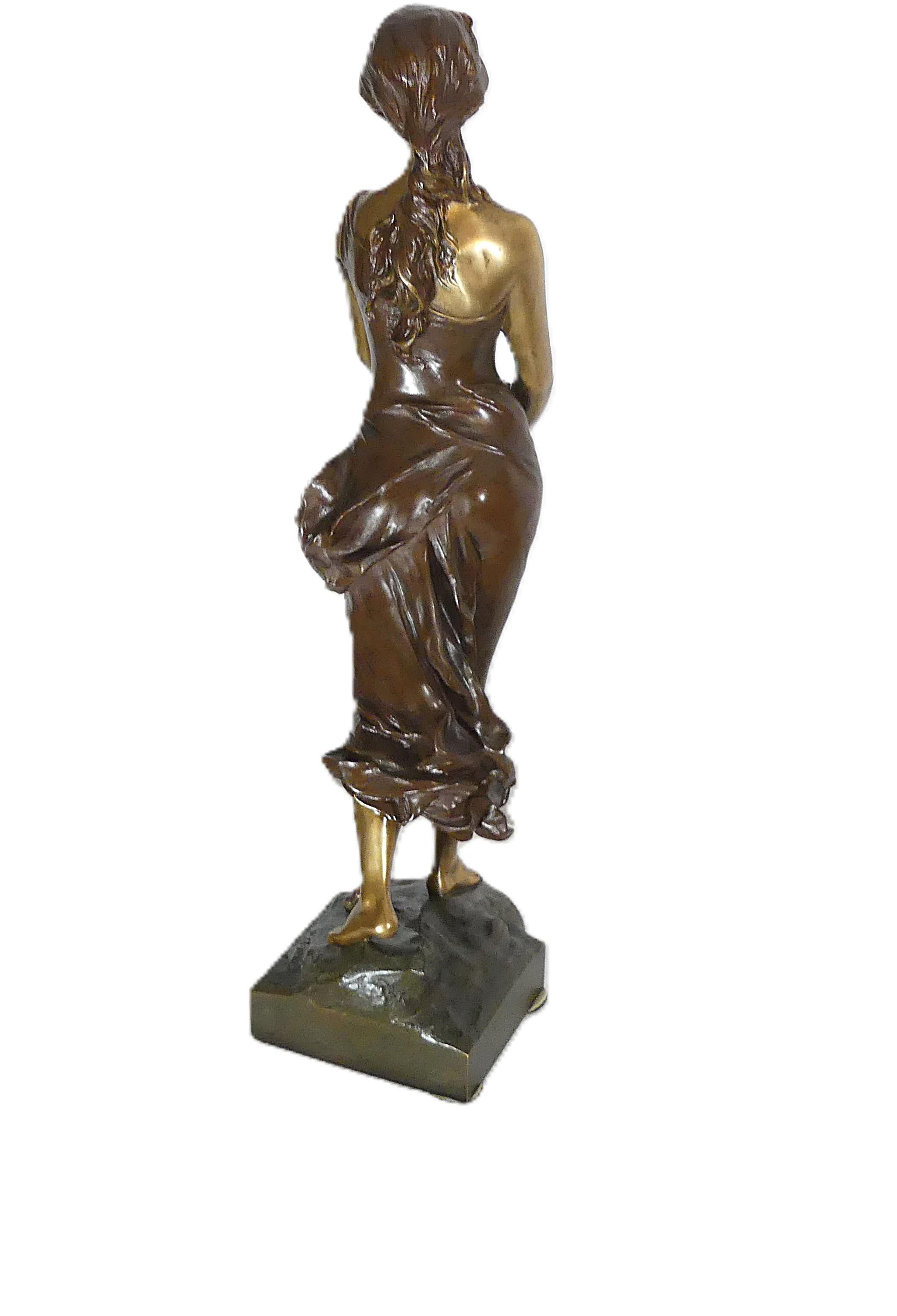 Statuetta femme in bronzo art nouveau Edouard Drouot 