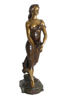 Statuette femme bronze art nouveau Edouard Drouot "Souvenir" sculpture