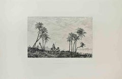 Bords du Nil - Etching by Édouard Dufeu - 1865 ca.
