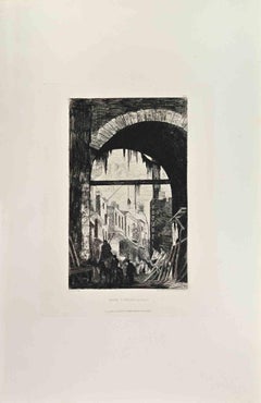 Entree d'Okelle - Etching by Edouard Dufeu- 1860s