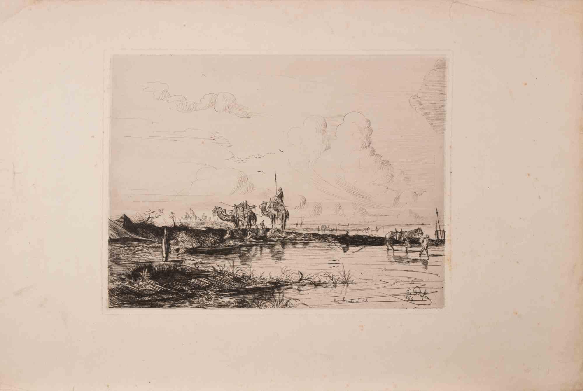 Superb etching on papier de chine appliqué, realized by Dufeu in 1862.

Signed in the plate.

Very good condition.