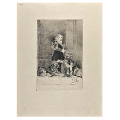 Posing - Original Etching By Edouard Dufeu - Late-19th Century