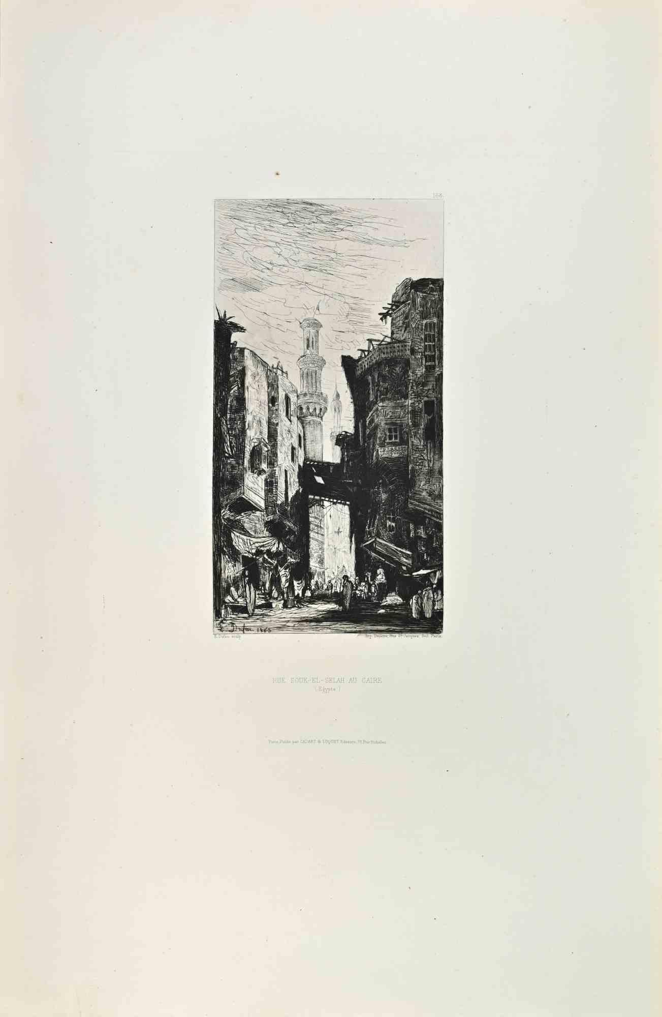 Rue Souk El Selah au Caire is an artwork realized by Edouard Dufeu in the 1870s.

Etching.

Image size:23x12

Good conditions.



Realized for the "Société des Aquafortistes. Born on the initiative of the publisher Alfred Cadart, the Société des