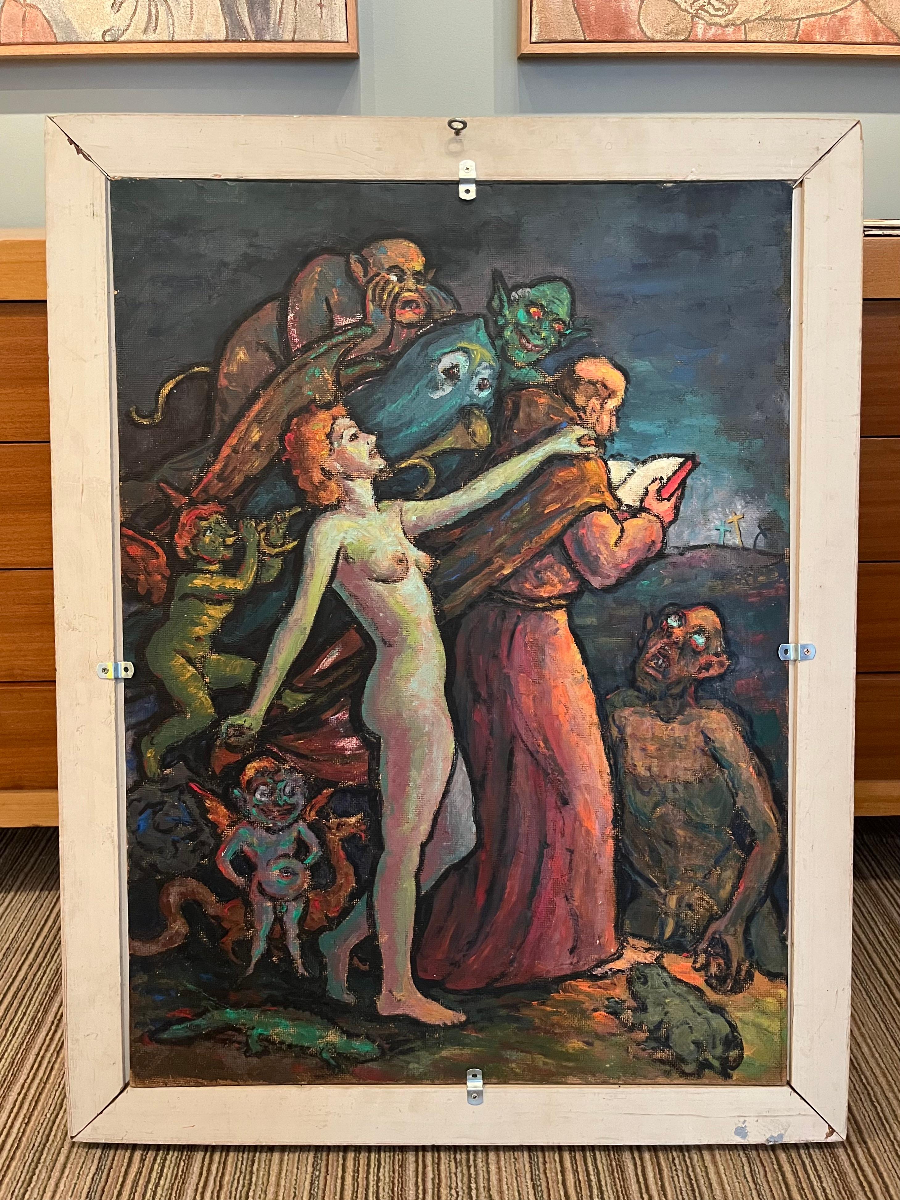 The Client - Gris Figurative Painting par Edouard Dumoulin