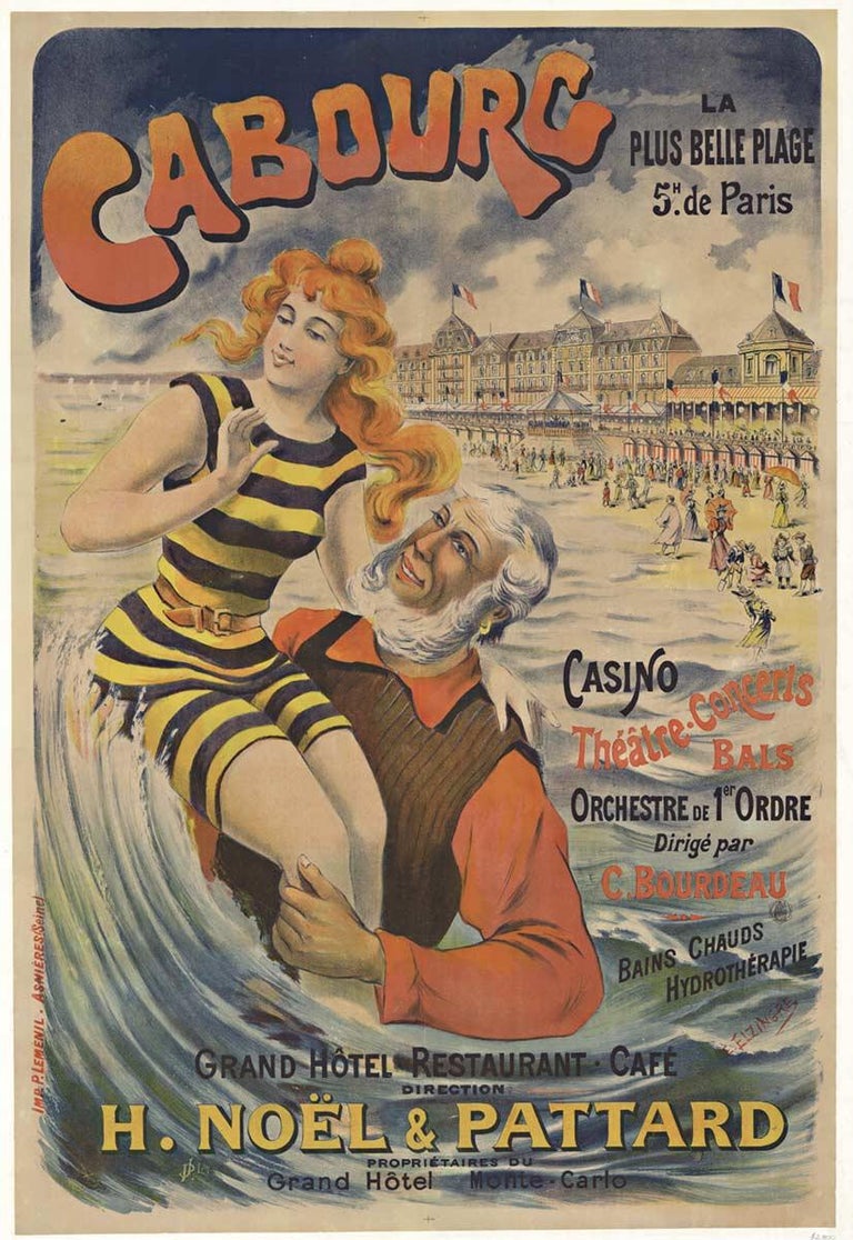 Affiche Vintage Cabourg Plage Rxrt - Poster Haut De Gamme 50x70cm, Déco Rétro Chambre