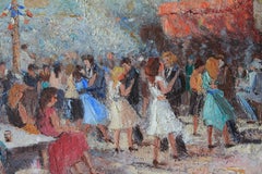 Vintage Impressionist Oil Painting of 14th July Ball at Montmartre, Paris