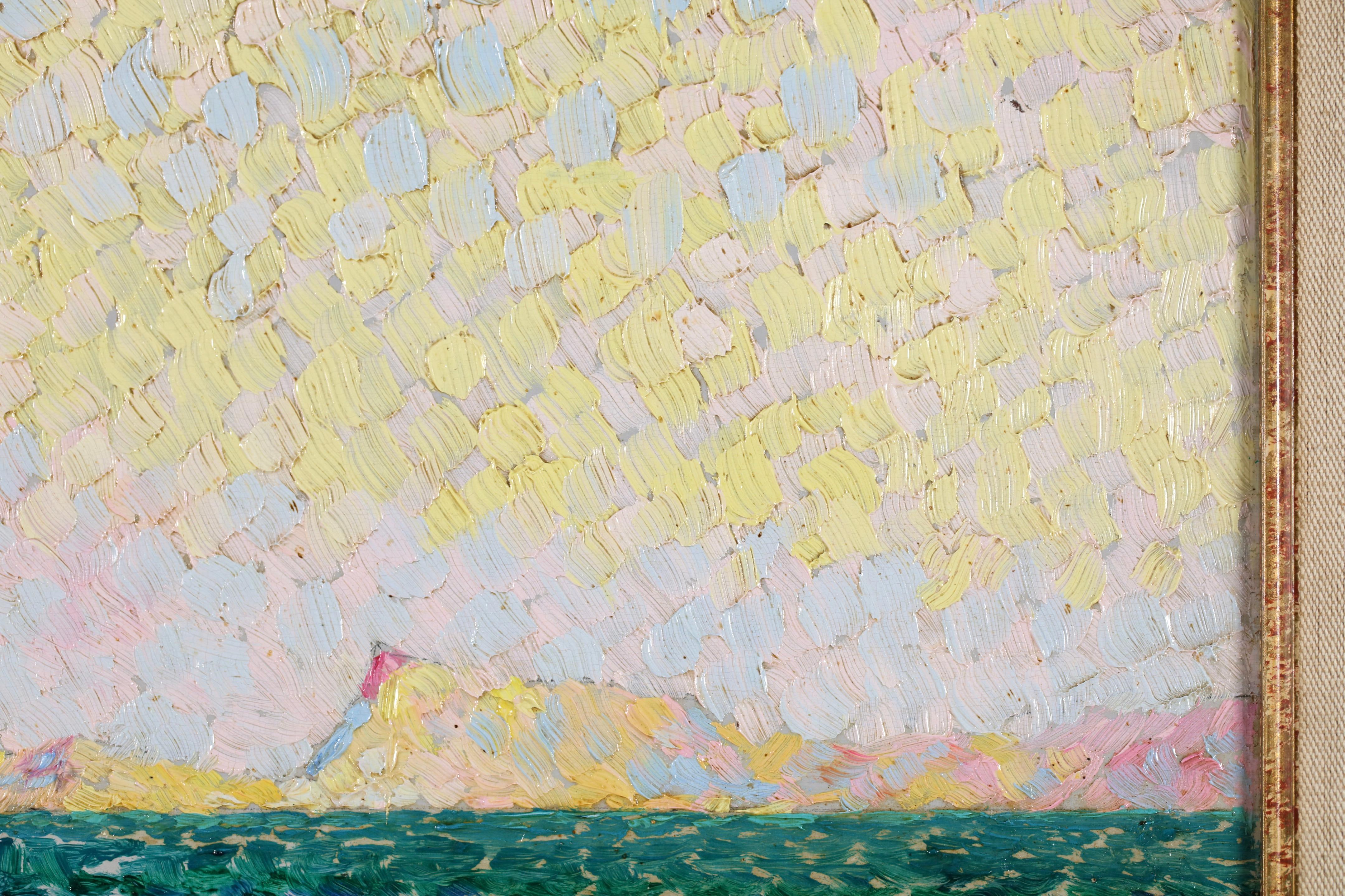 Le Cote D'Azur - Postimpressionistische Meereslandschaft Ölgemälde von Edouard Fer im Angebot 6