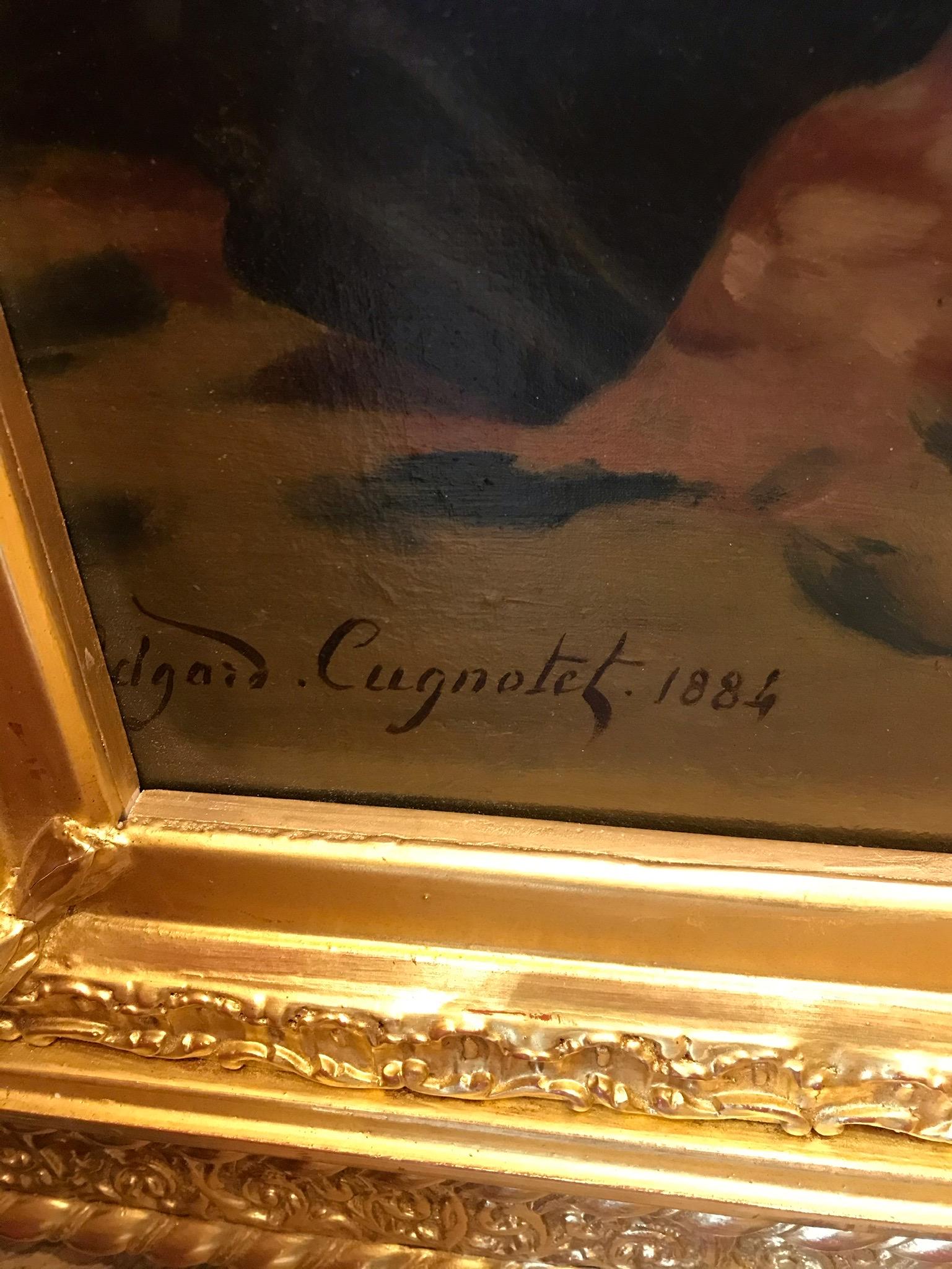 CUGNOTET - Gemälde des 19. Jahrhunderts - Porträt zweier Kinder im Angebot 1