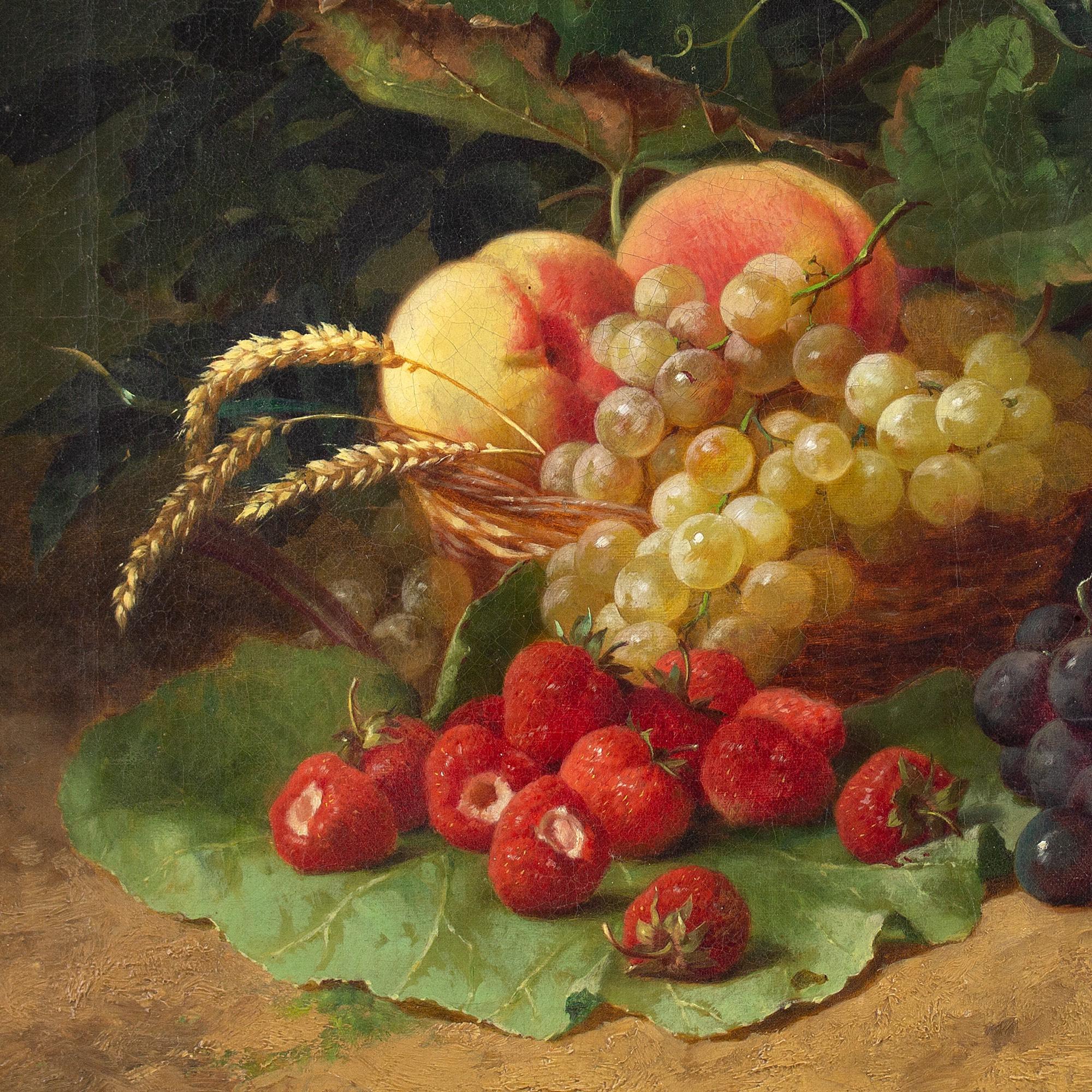 Edouard Fleury, Still Life With A Basket Of Fruit, Oil Painting  3