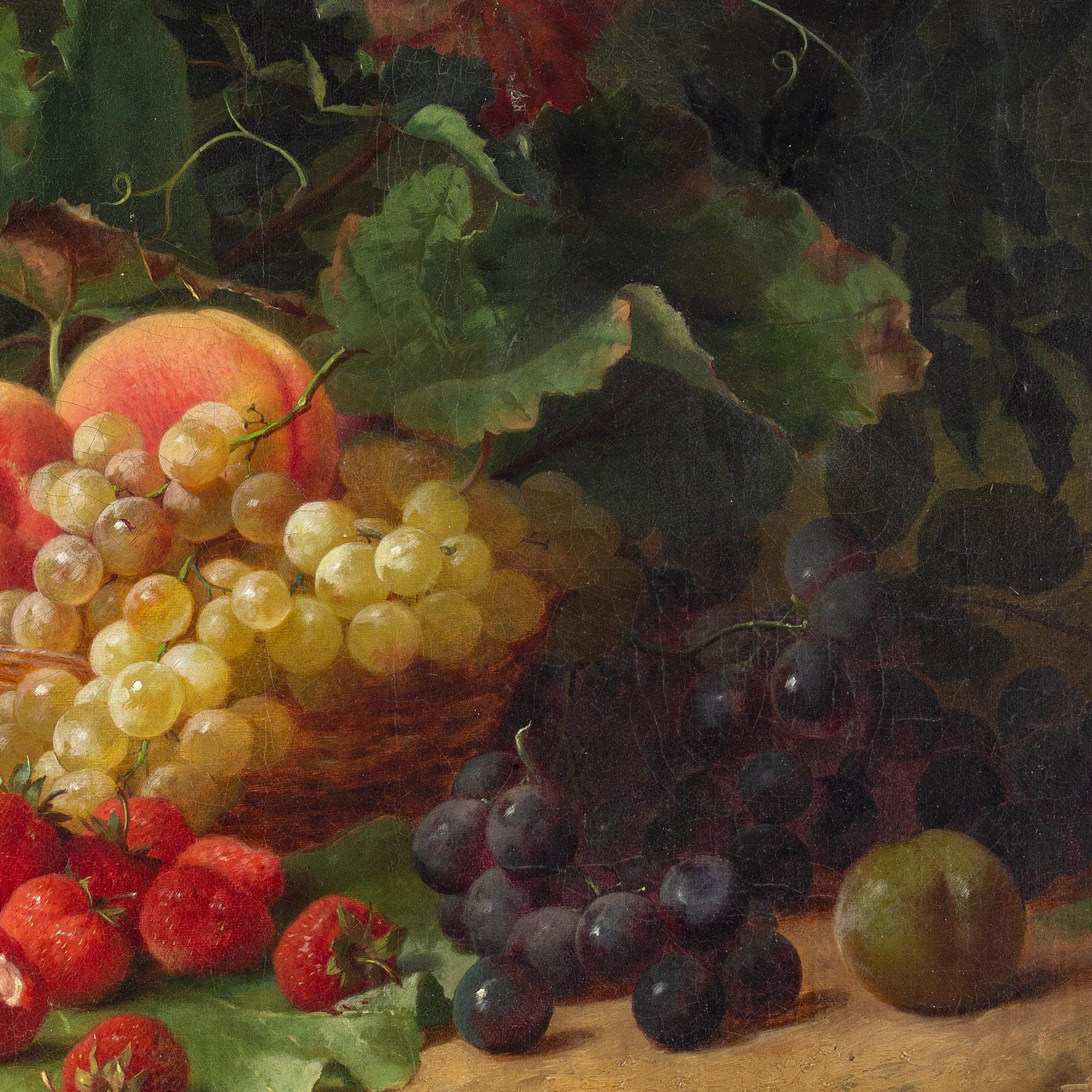Edouard Fleury, Still Life With A Basket Of Fruit, Oil Painting  4
