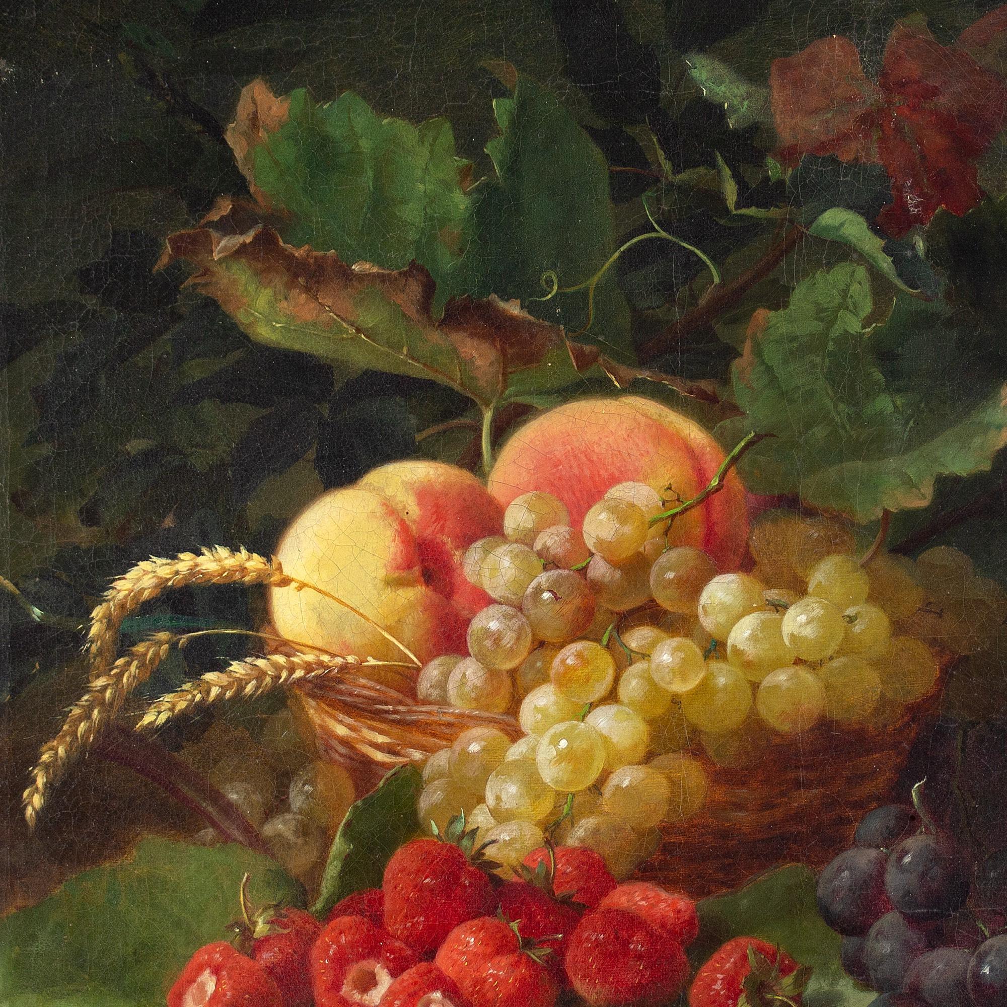 Edouard Fleury, Still Life With A Basket Of Fruit, Oil Painting  5