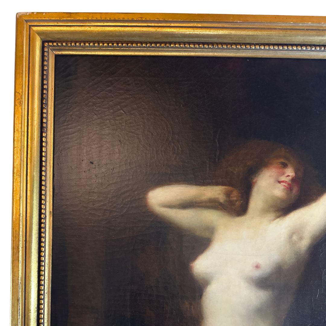 The Dance 19th-century Large Antique Nude Oil Painting on Canvas, Signed & Dated For Sale 2
