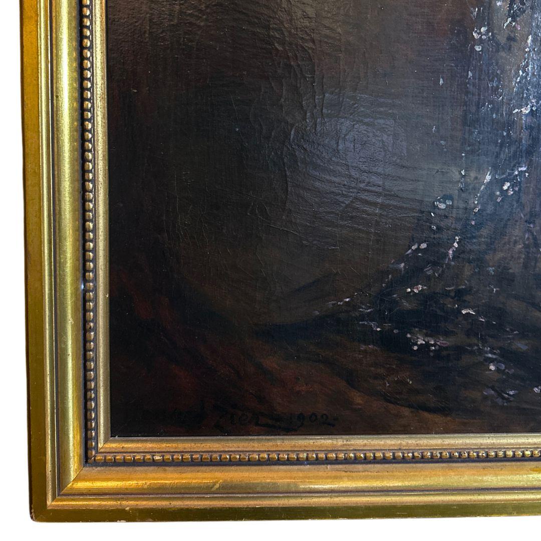 The Dance Grande peinture à l'huile ancienne sur toile du 19e siècle, signée et datée en vente 3