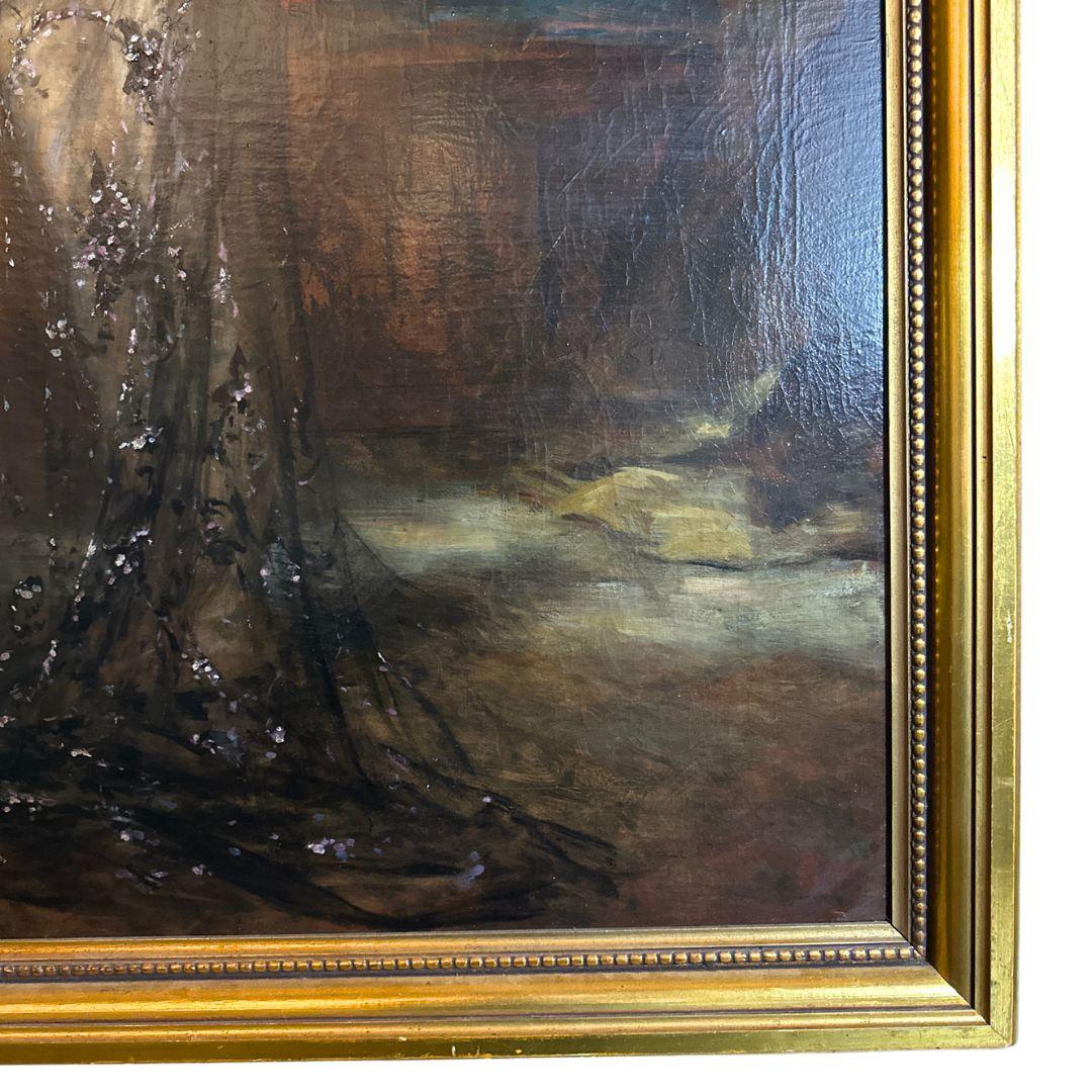The Dance Grande peinture à l'huile ancienne sur toile du 19e siècle, signée et datée en vente 4