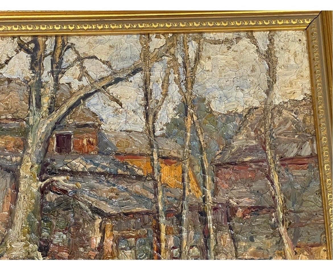 Canvas Edouard Franke “Chatham Mass, Farmscape” Antique American Impressionist For Sale