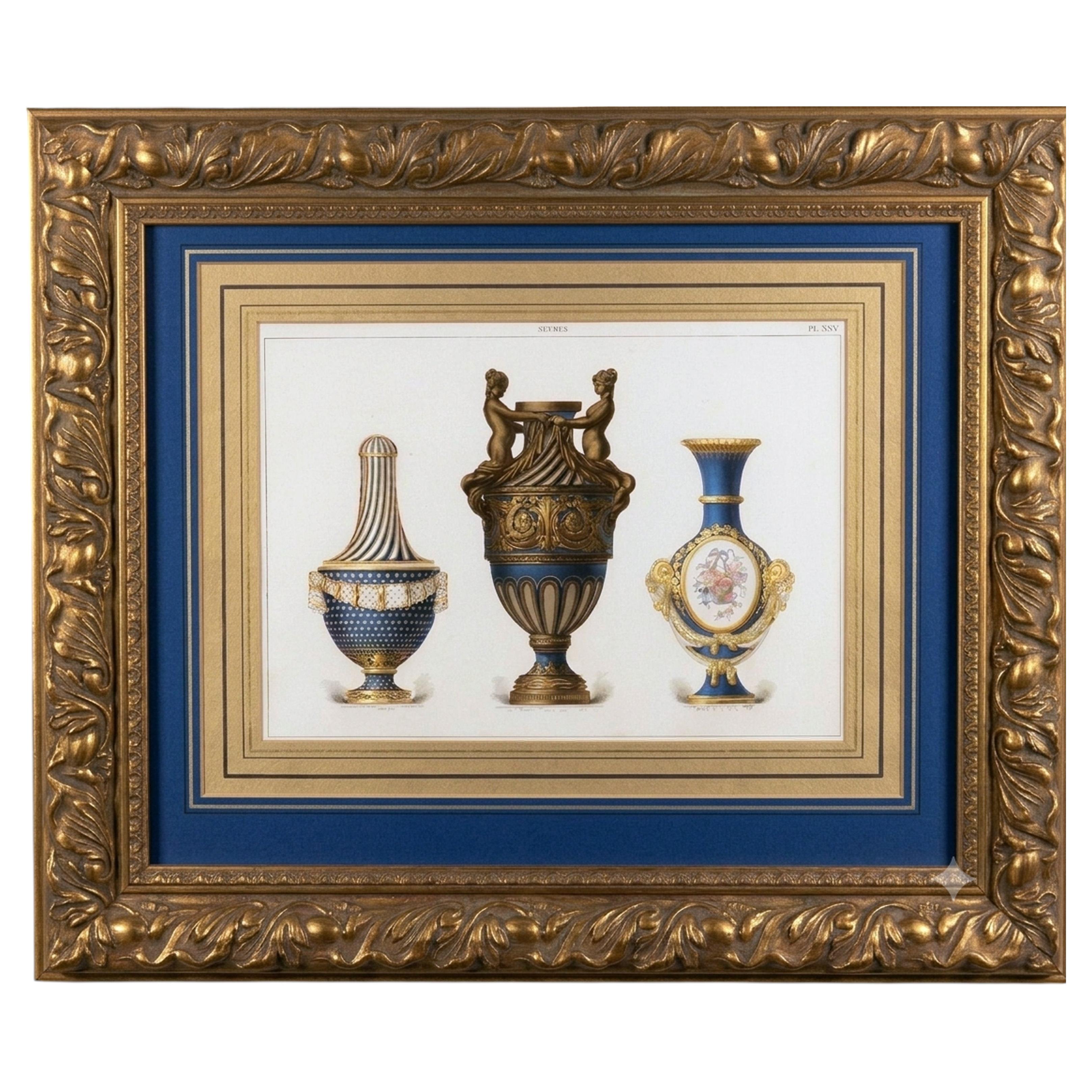 Chromolithographie d'Édouard Garnier représentant des vases en porcelaine de Sèvres, planche XXV, 1892