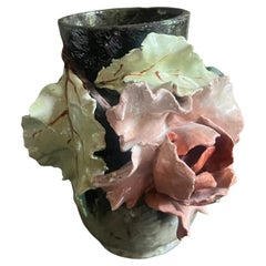 Edouard Giles Barbotine Majolica French Vase, c. 1880's