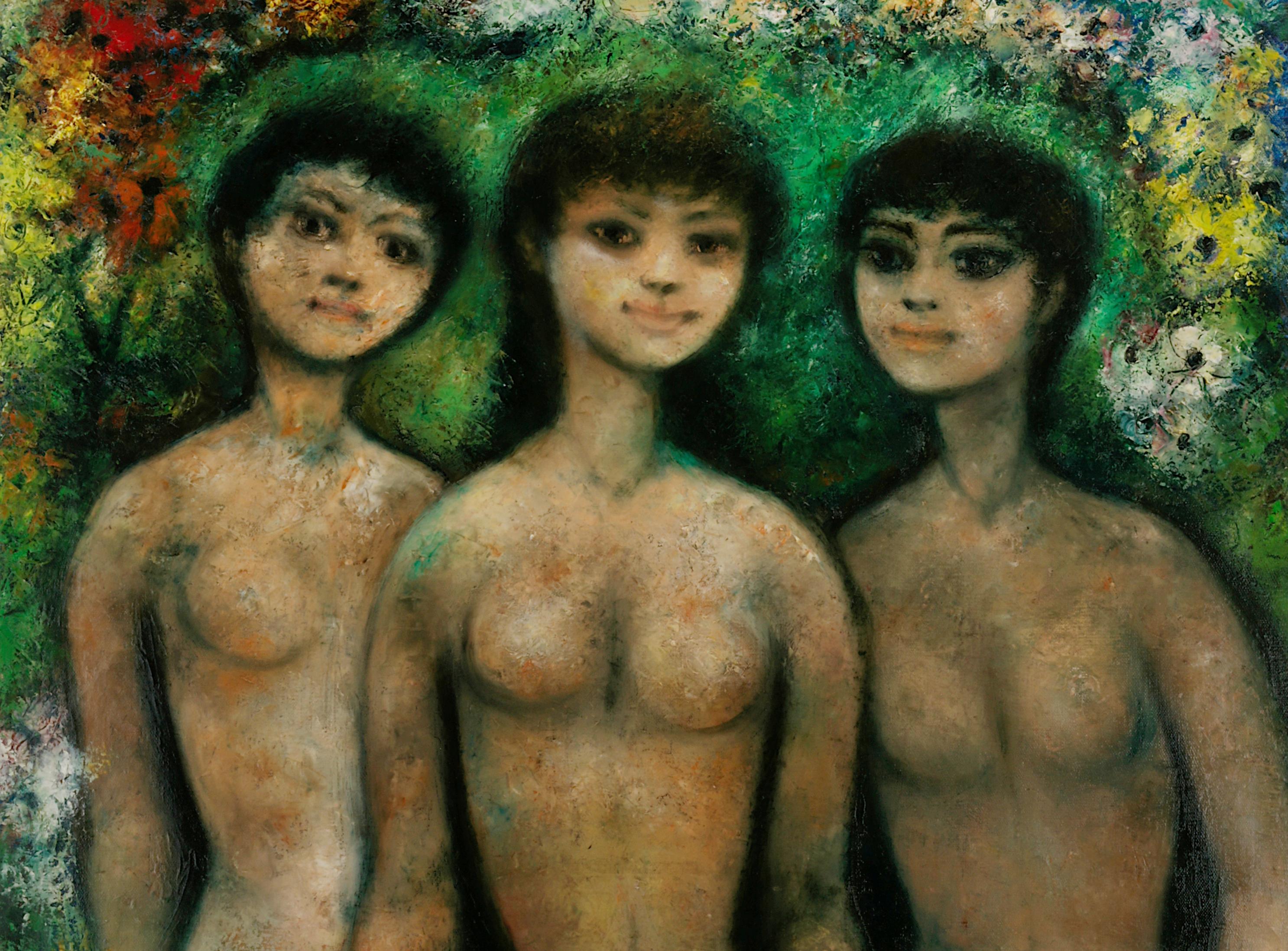 Edouard Goerg, Les 3 Brunes, Óleo grande sobre lienzo, 1955 en venta 2