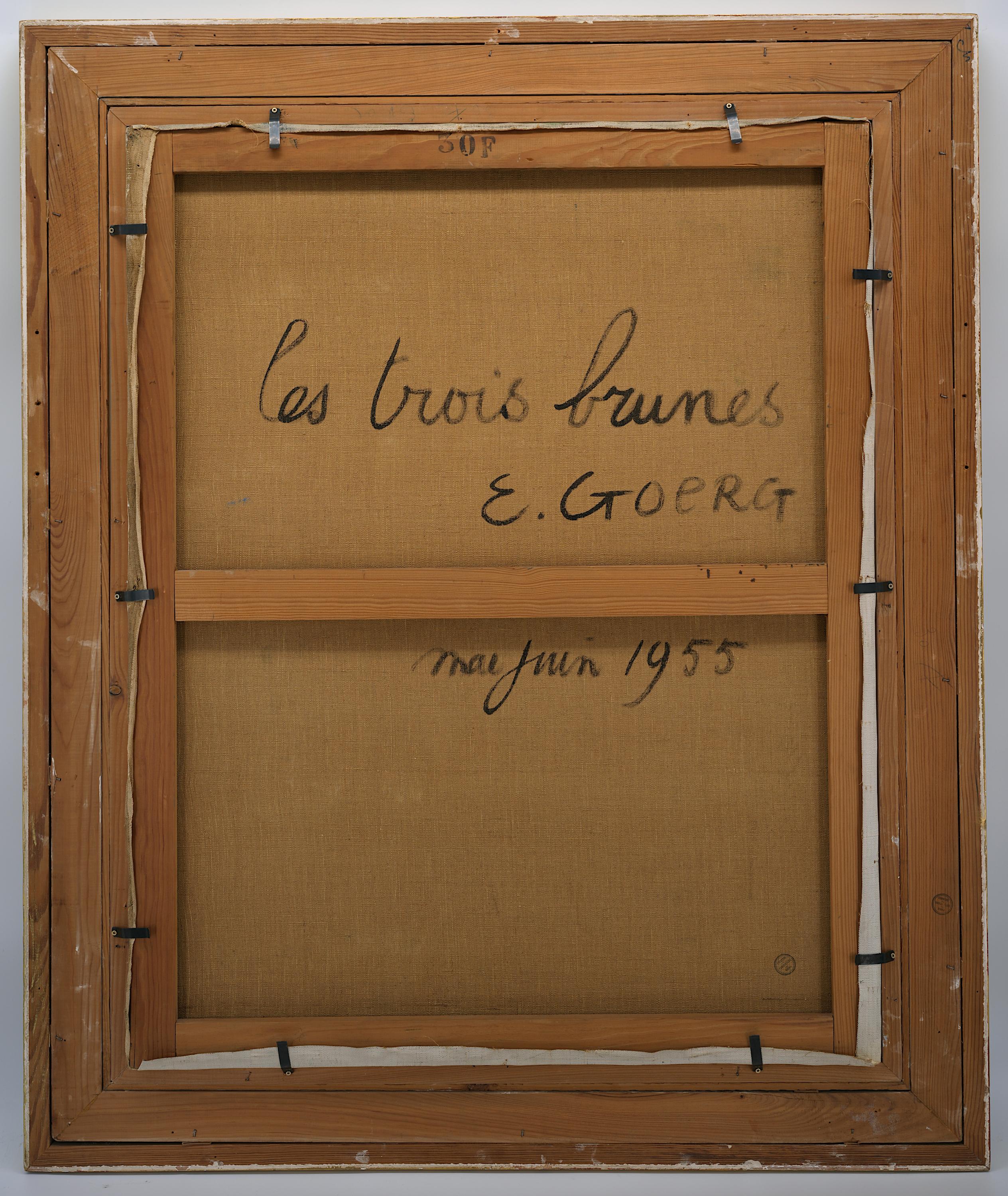 Grande huile sur toile, Les 3 Brunes, d'Edouard Goerg, 1955 en vente 6