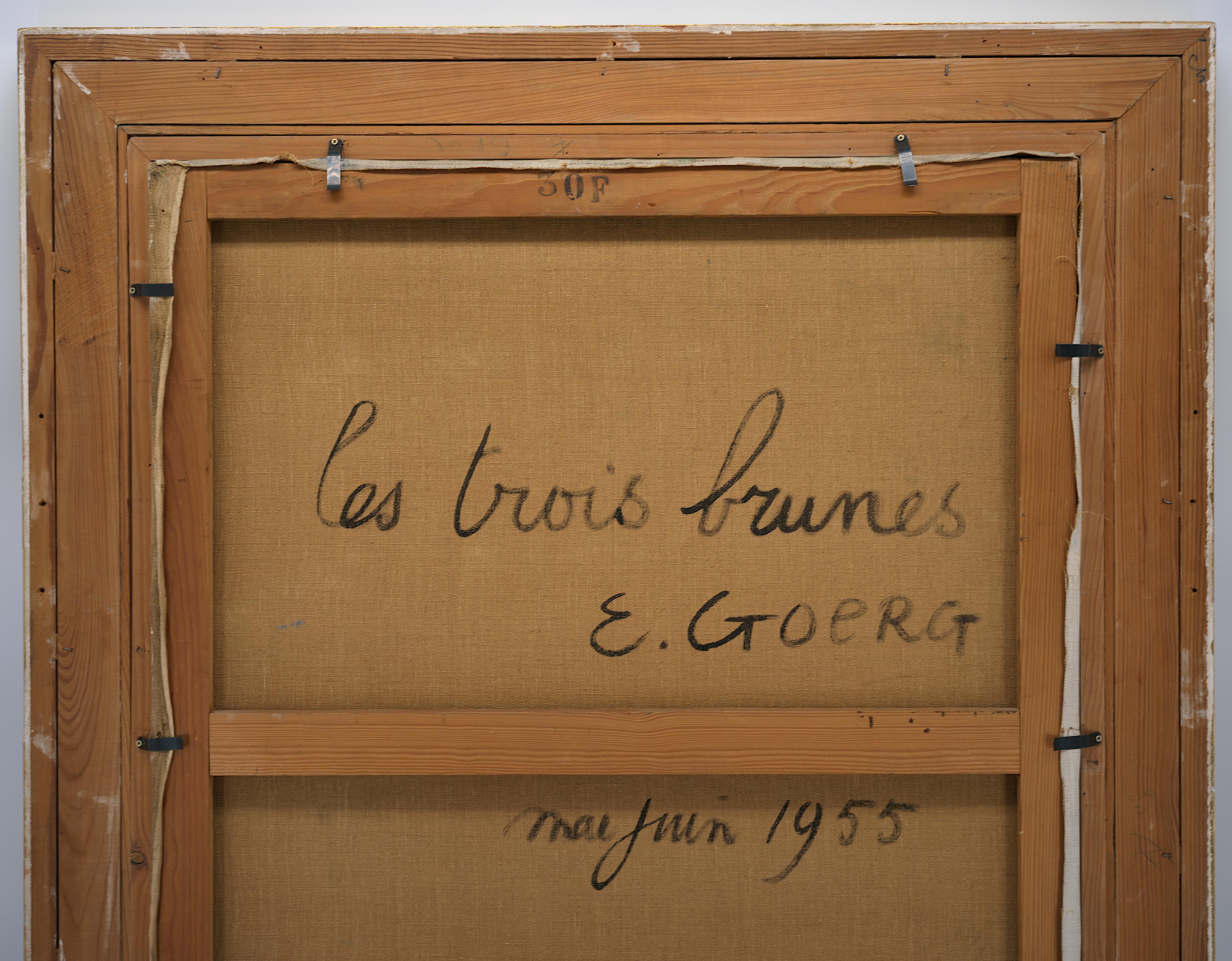 Grande huile sur toile, Les 3 Brunes, d'Edouard Goerg, 1955 en vente 7