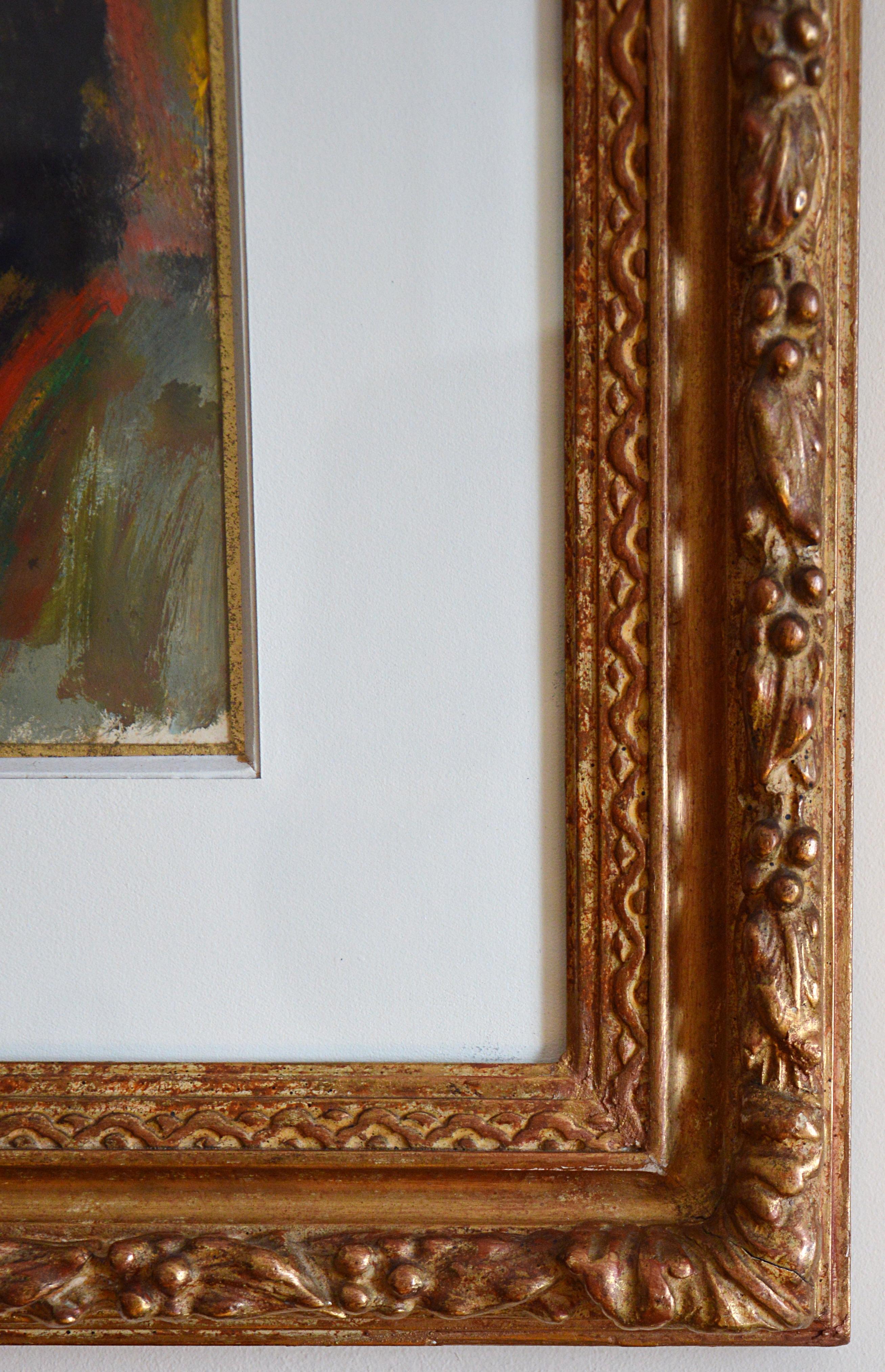 Huile sur papier d'Edouard Goerg (1893-1969), France, 1937-1938. Deux jeunes filles espagnoles. Dimensions : avec cadre : 61.3x51.8 cm - 24.1x20.4 inches, vue : 39x28.6 cm - 15.4x11.25 pouces. Signature en bas à gauche 
