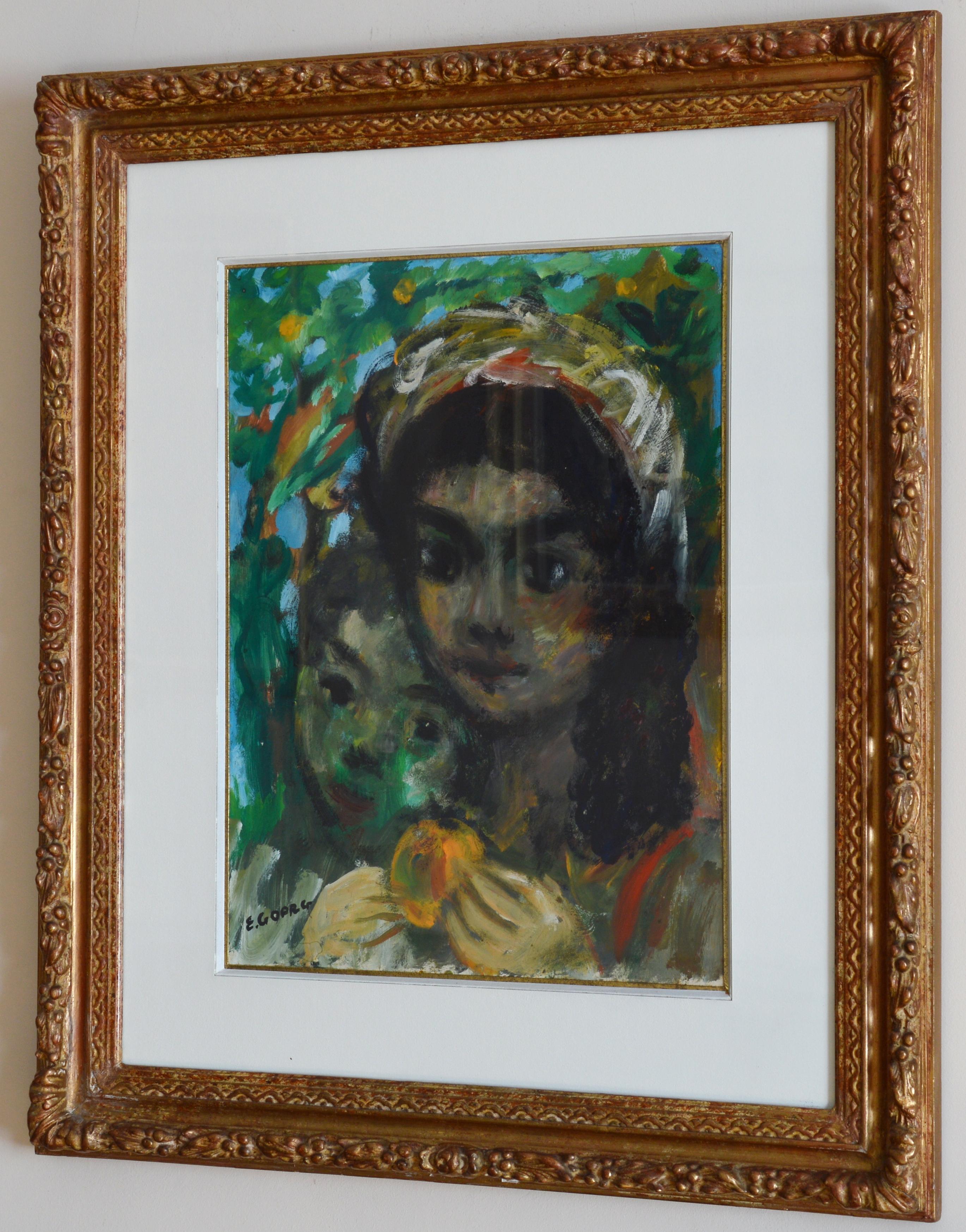 Dos jóvenes españolas, Óleo sobre papel en venta 1