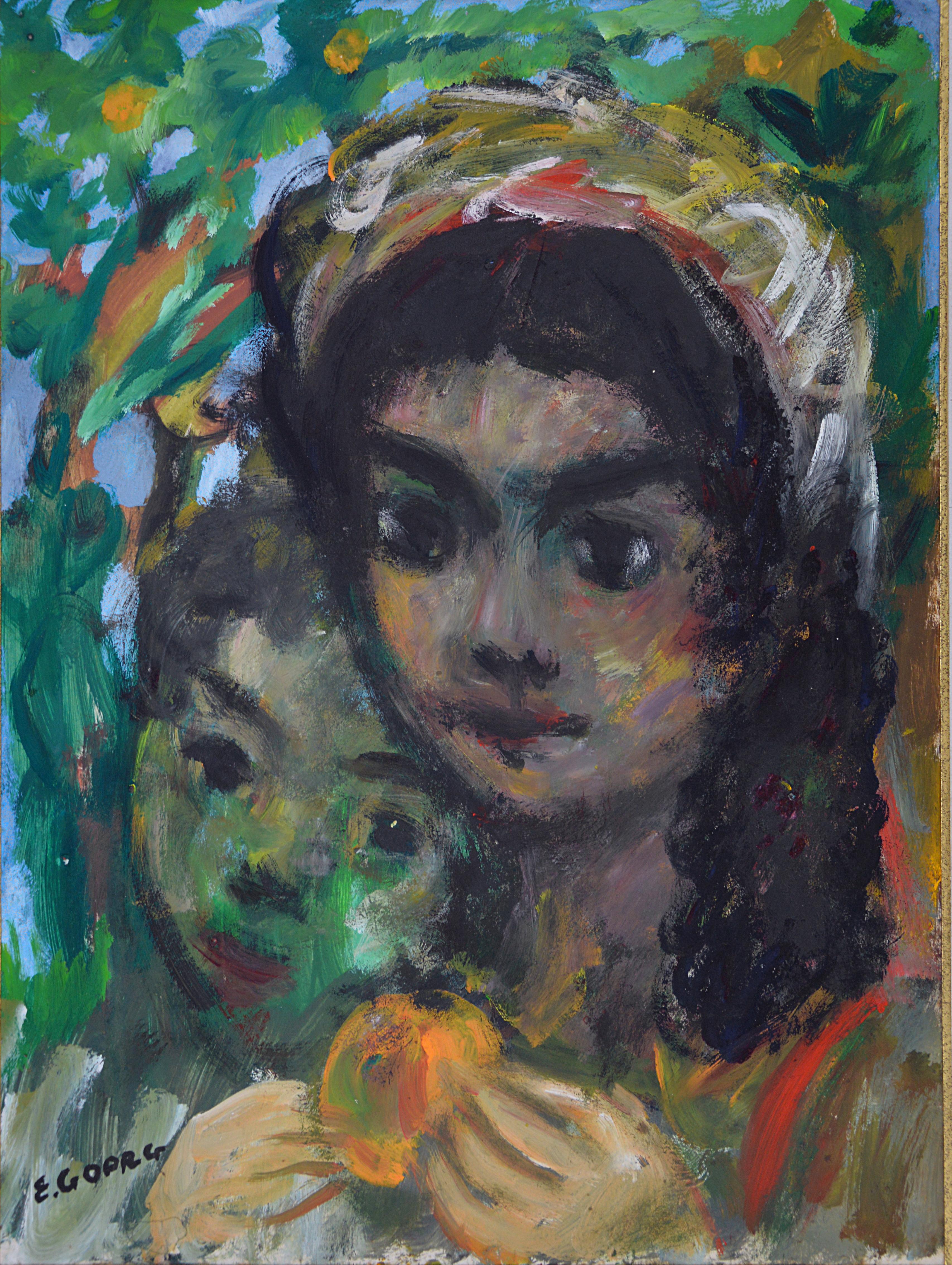Dos jóvenes españolas, Óleo sobre papel en venta 3
