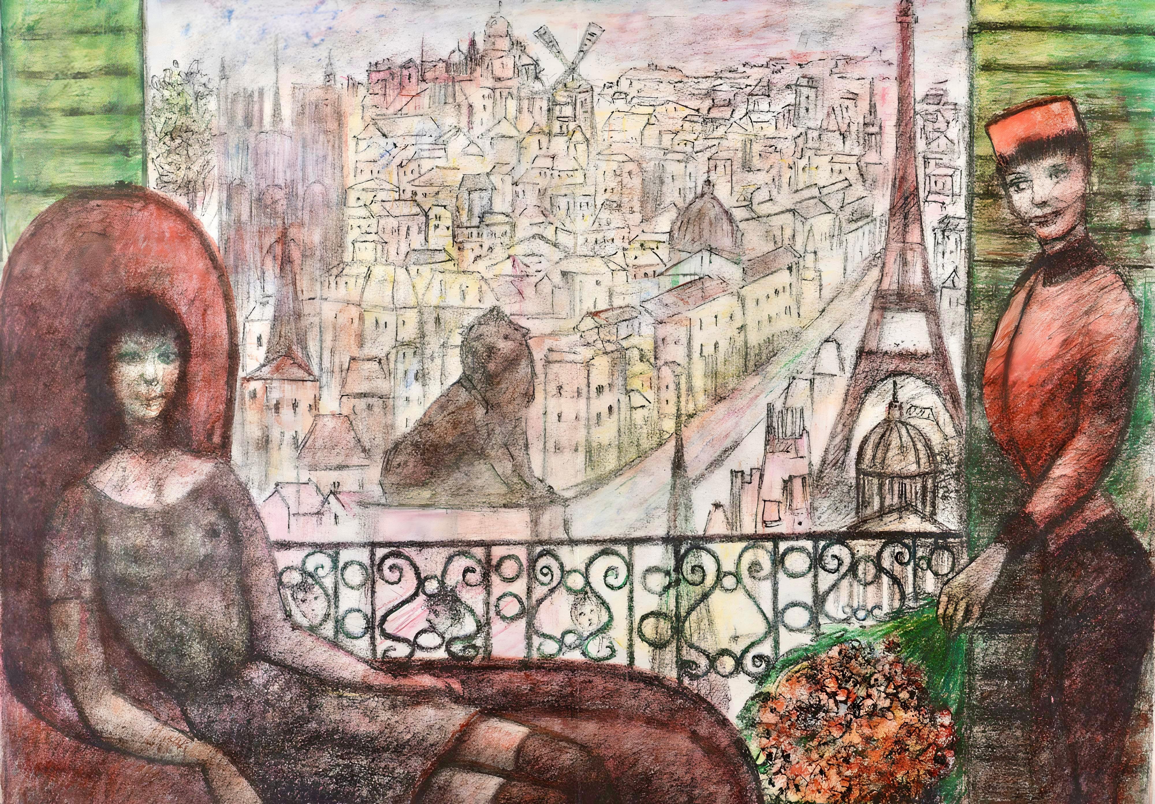Landscape Print Edouard Goerg - Goerg, Du balcon, Au Temps de Paris Seine (après)
