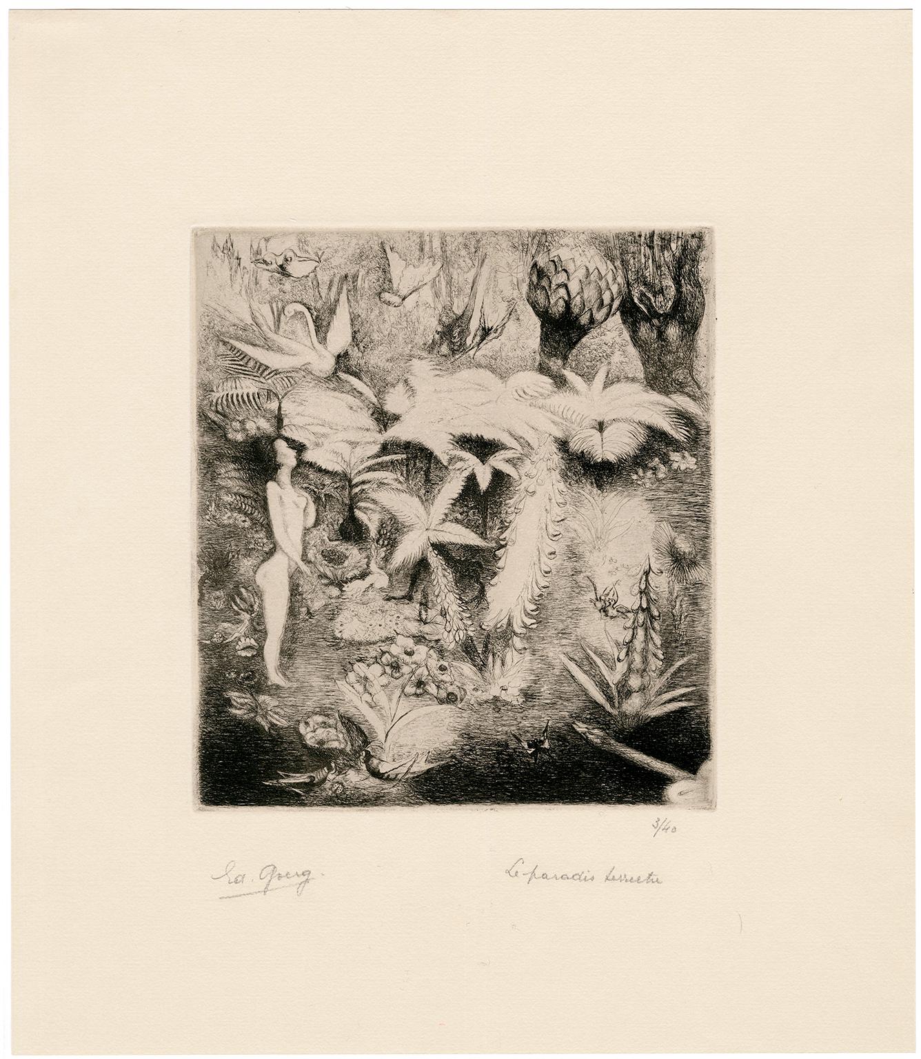 Le Paradis Terrestre - Symbolisme des années 30 - Print de Edouard Goerg