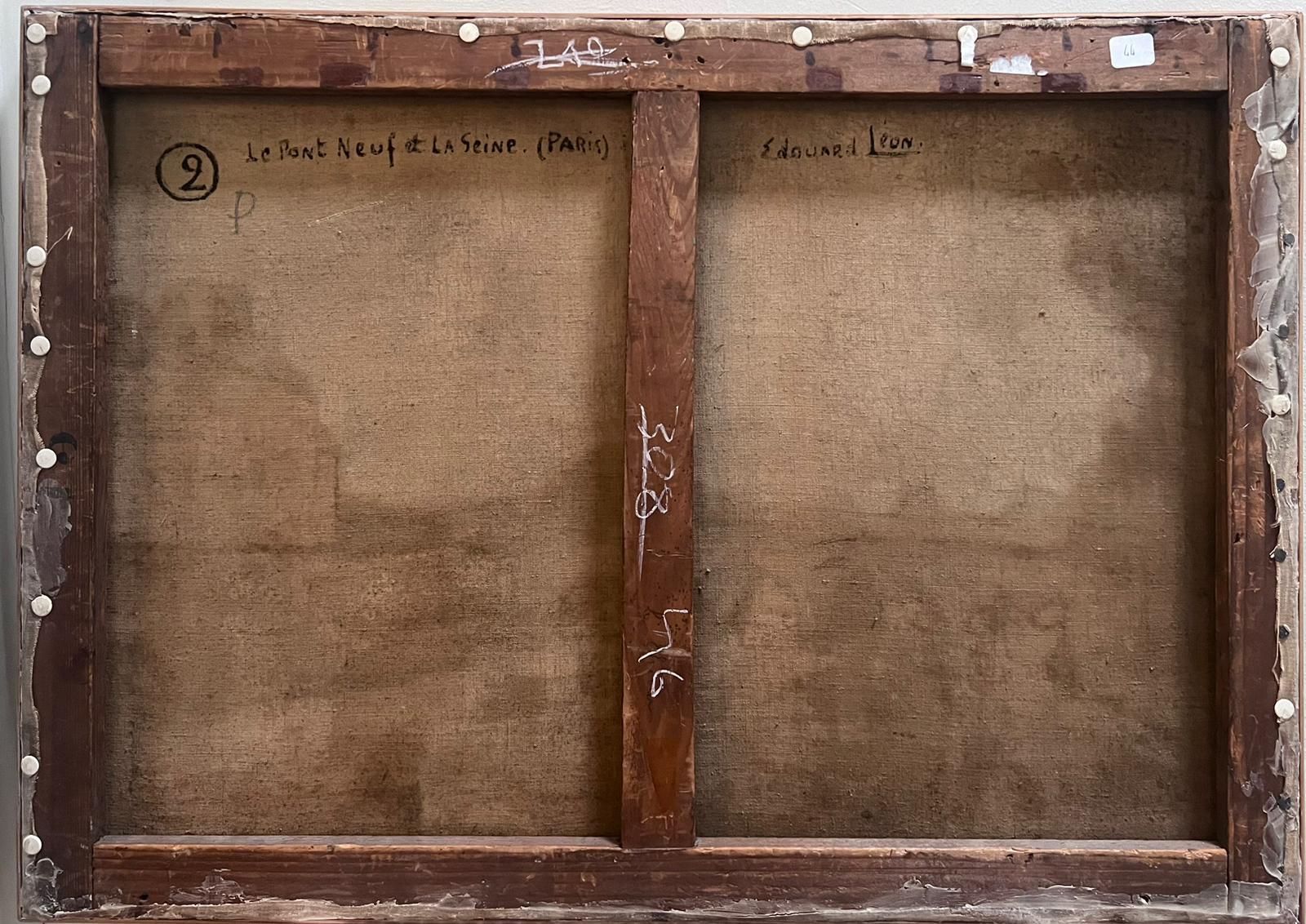 Fino Óleo Impresionista Francés de 1930 Firmado Le Pont Neuf Río Sena París en venta 9