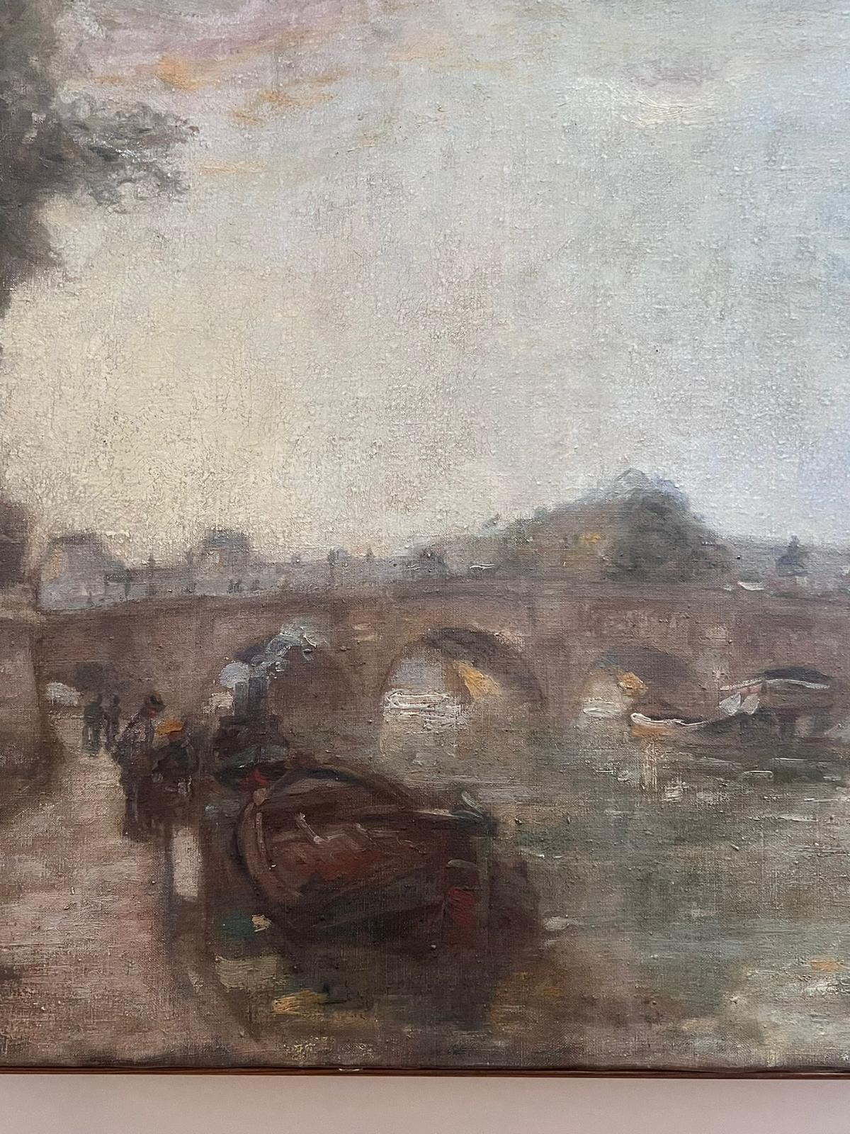 Le Pont Neuf, París
de Edouard Henri Leon (francés 1873-1968)
firmado en la esquina inferior delantera
inscrito y titulado verso
óleo sobre lienzo en bastidor de madera
marco de madera: 18,5 x 25,5 pulgadas
lienzo: 18 x 25 pulgadas
procedencia: