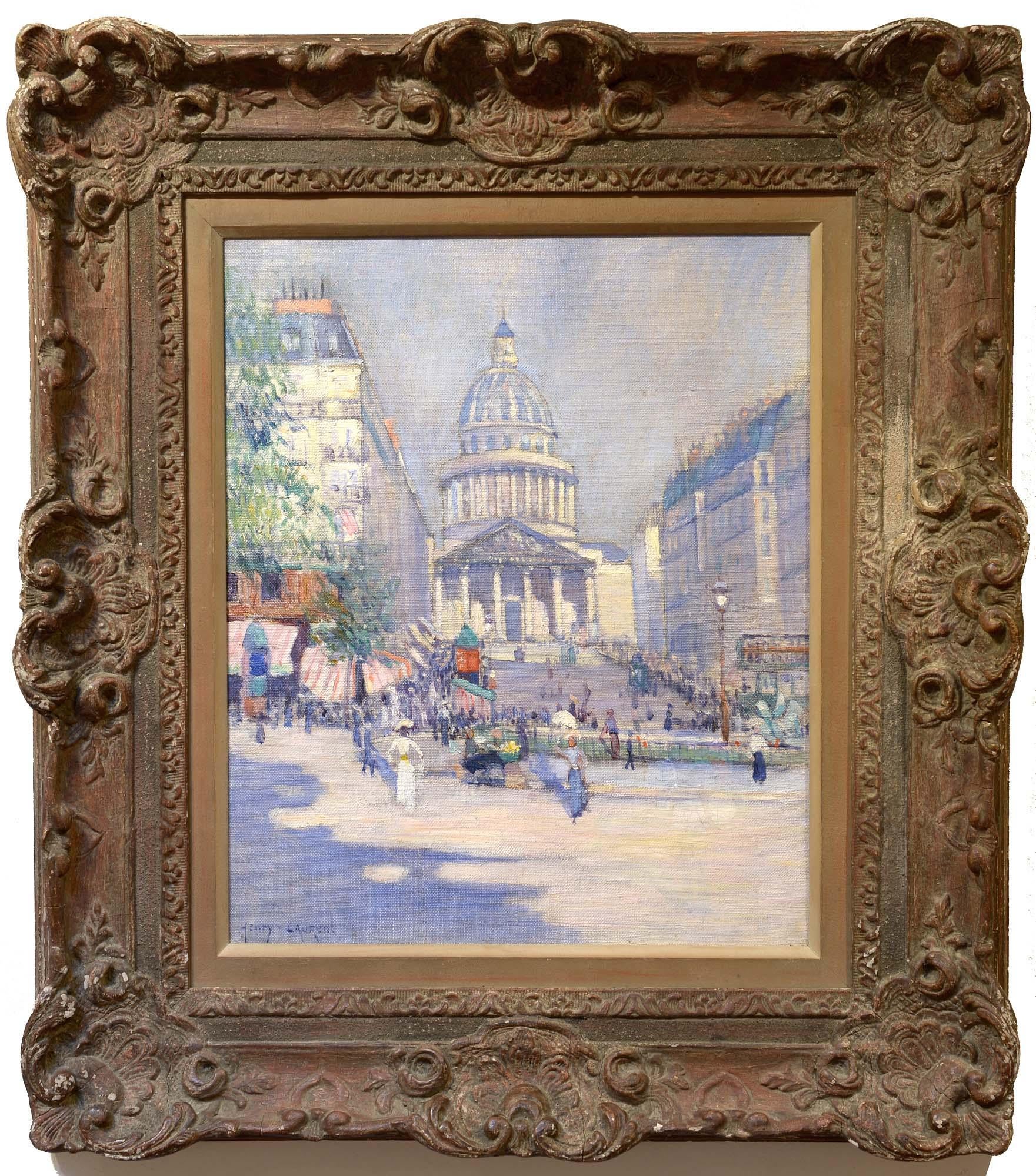 Paseo de Verano, El Panteón, París, Francia, Óleo Impresionista, Damas, Sombrilla - Painting de Edouard Henry-Laurent