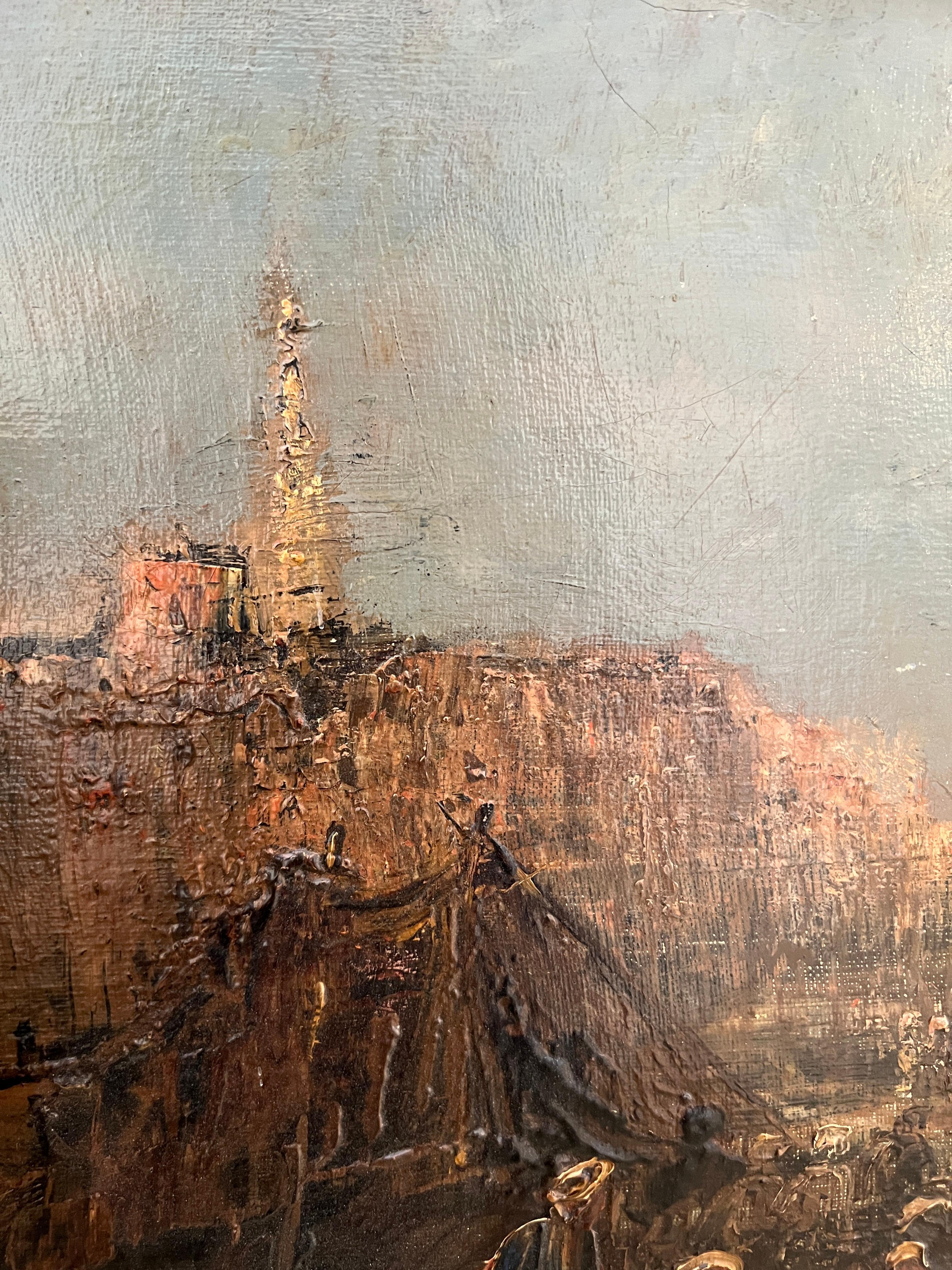 Vista di una città del Medio Oriente - Landscape Painting Marrone di Edouard Jacques Dufeu