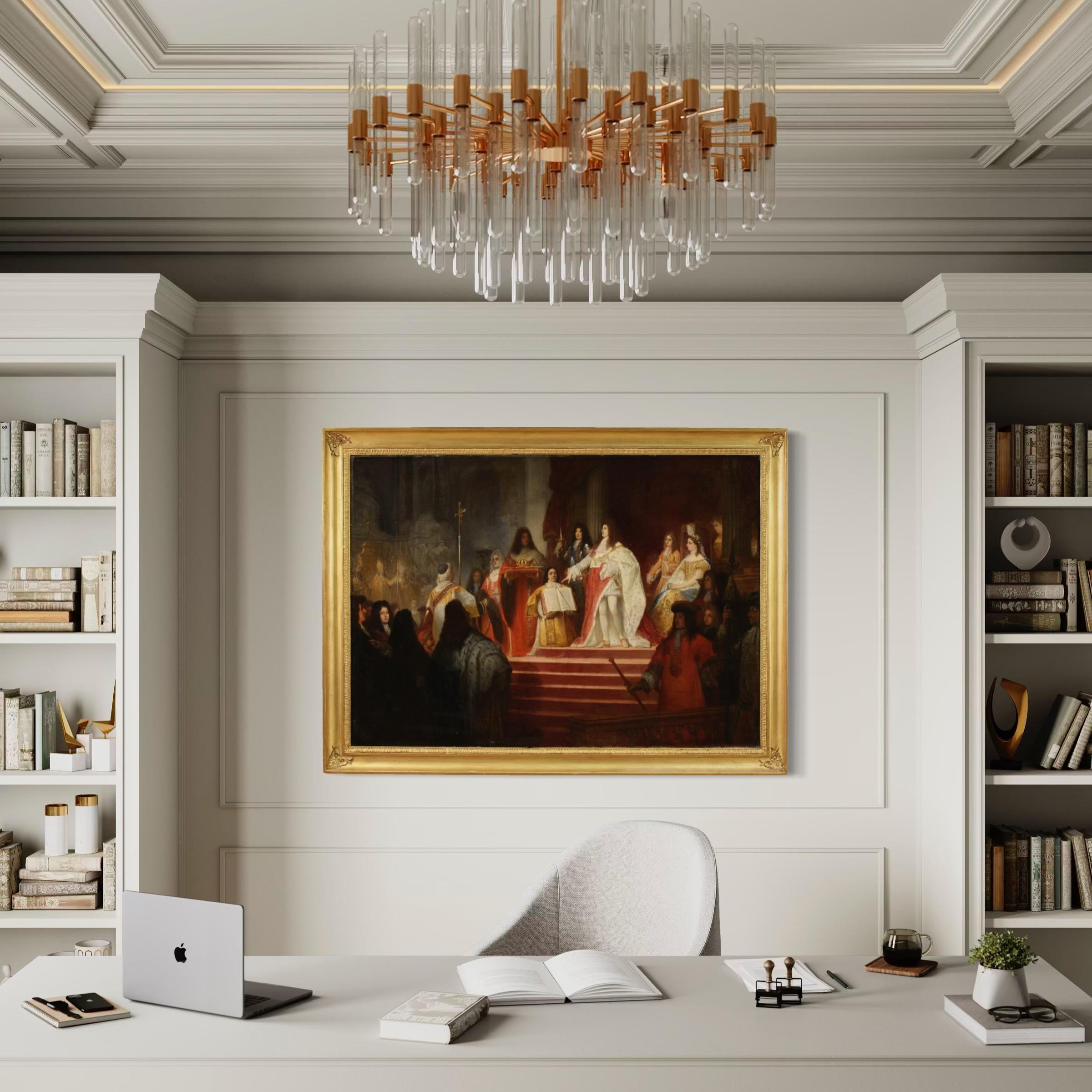19. Jahrhundert Öl auf Leinwand Gemälde Krönung von Victor Amadeus II, 1866 im Angebot 9