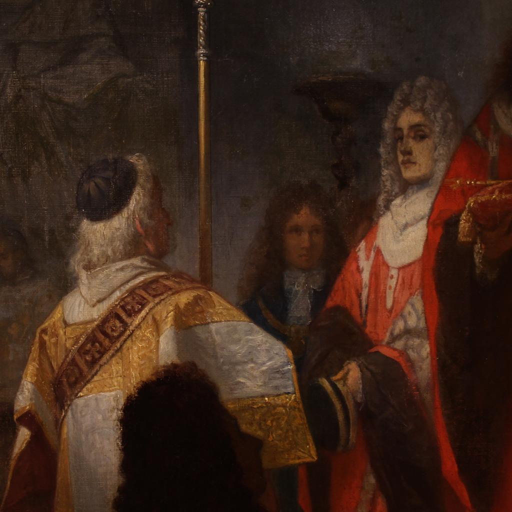 19. Jahrhundert Öl auf Leinwand Gemälde Krönung von Victor Amadeus II, 1866 im Angebot 10